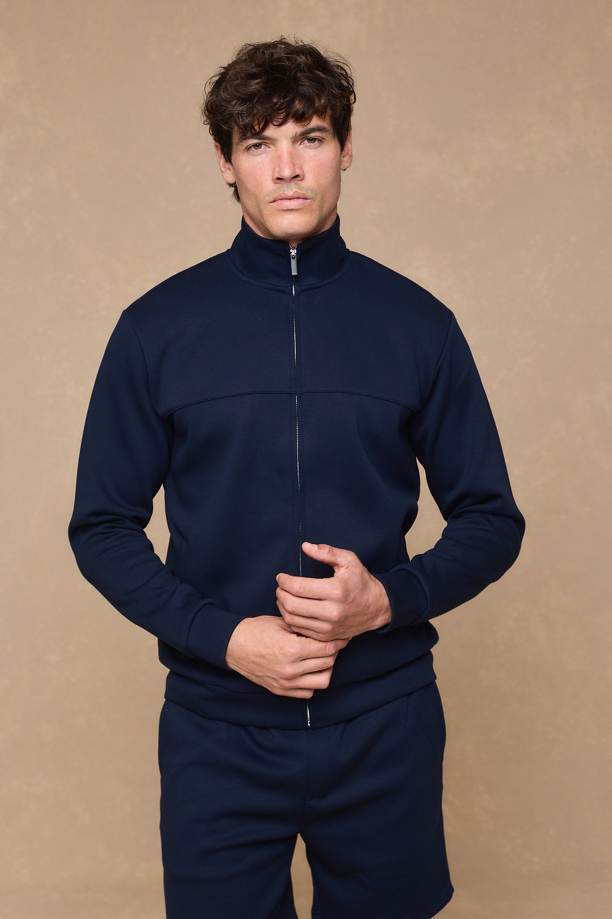 Luxe Zip Through Jacket - Navy
