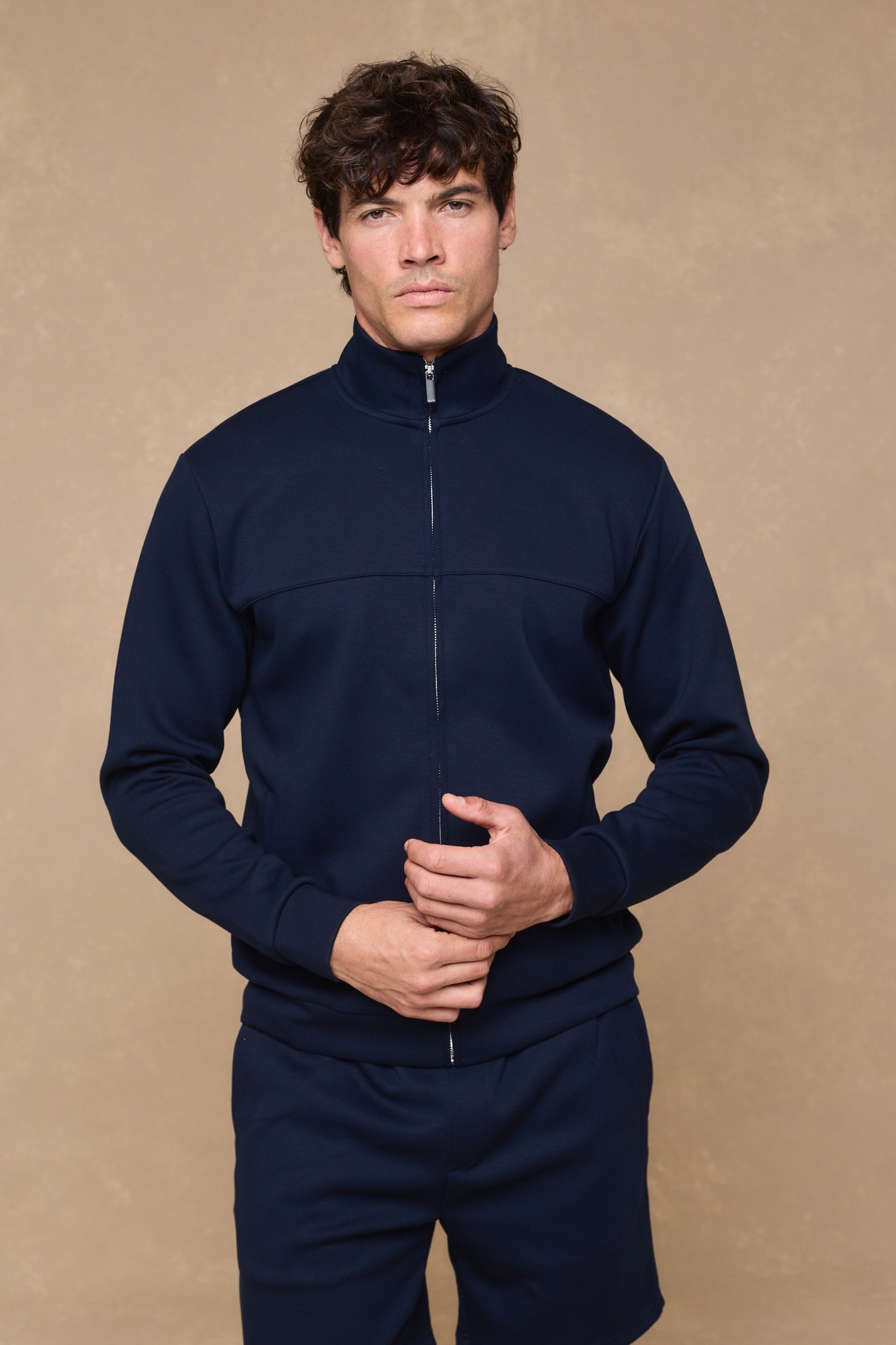 Luxe Zip Through Jacket - Navy