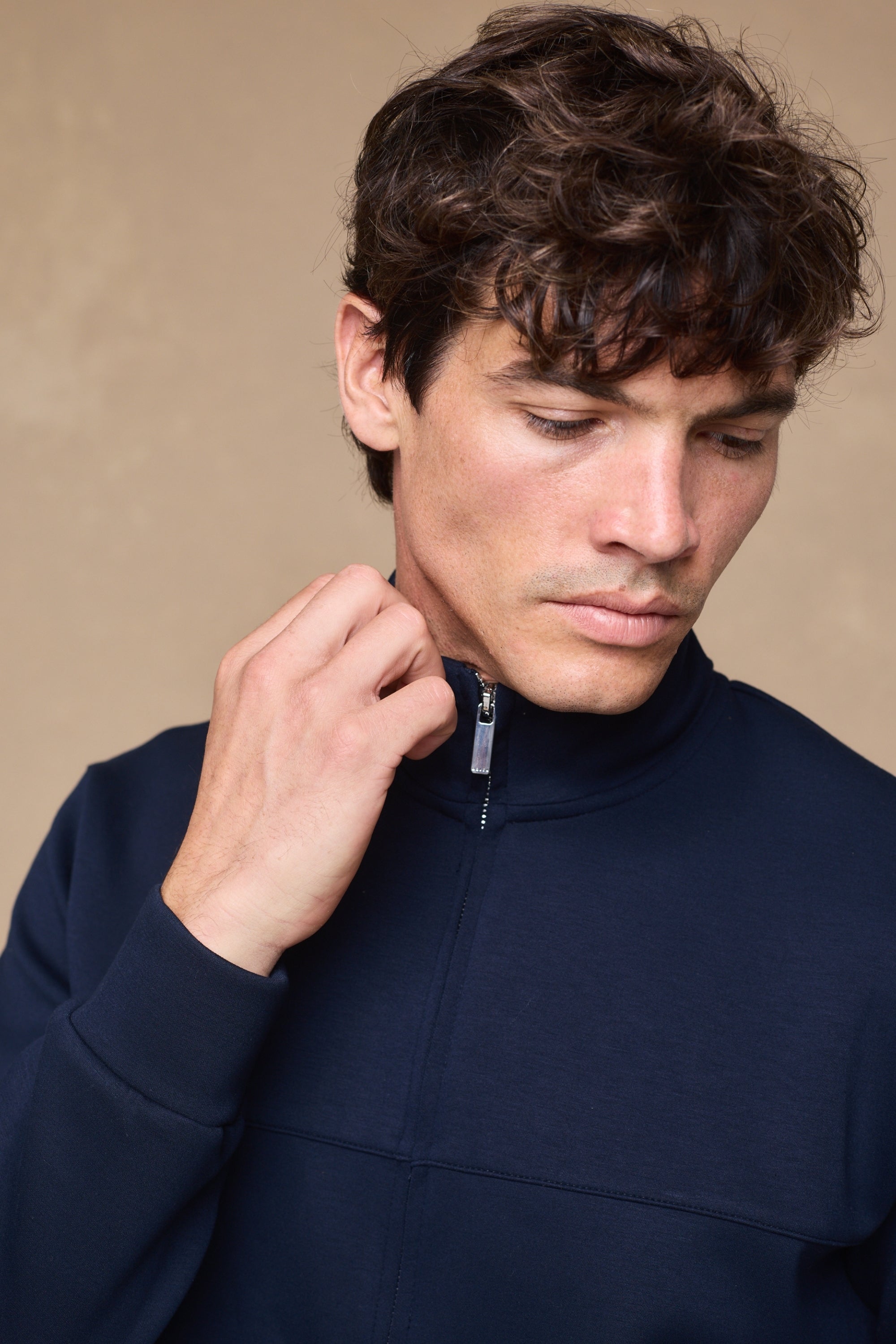 Luxe Zip Through Jacket - Navy