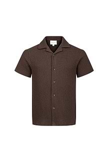 Marcos Patterned Waffle Short Sleeve Shirt - Brown