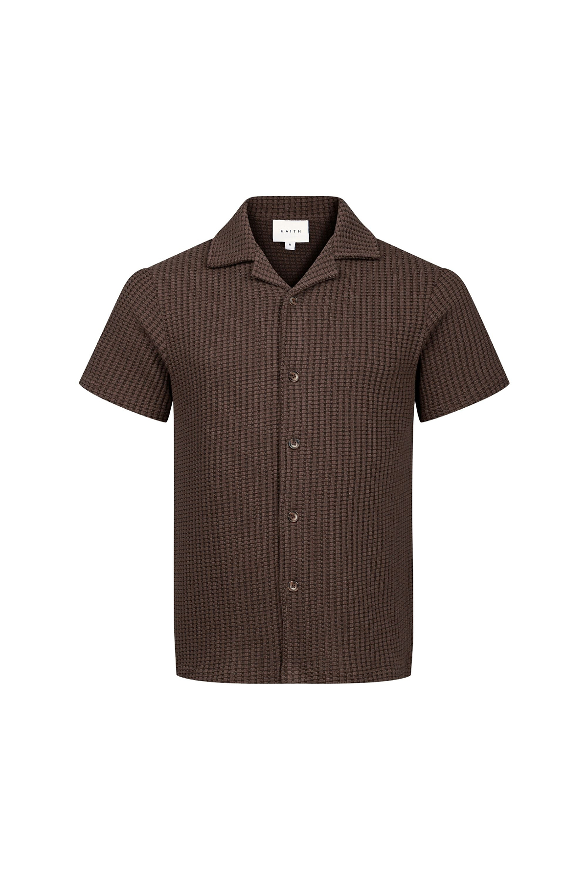 Marcos Patterned Waffle Short Sleeve Shirt - Brown