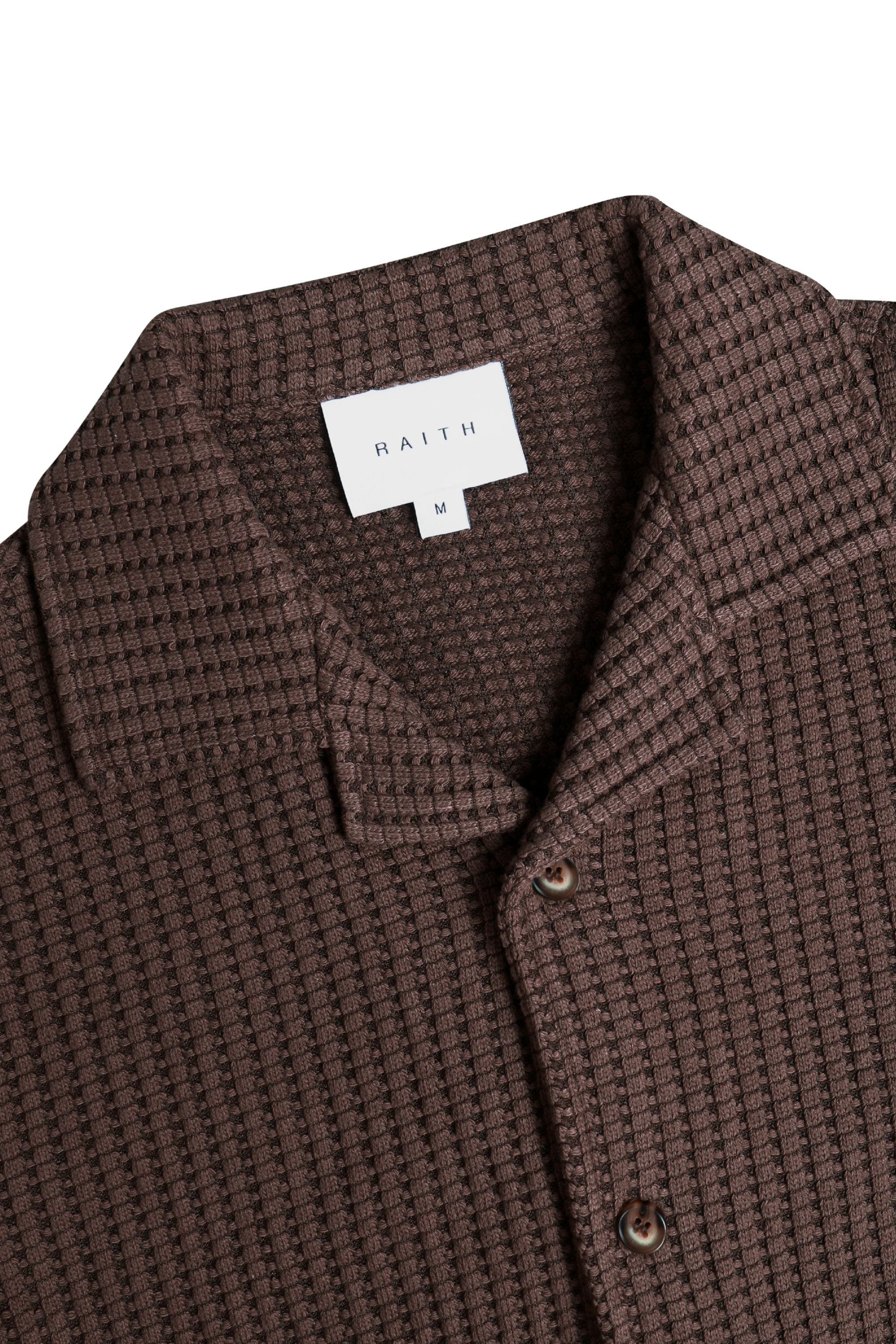 Marcos Patterned Waffle Short Sleeve Shirt - Brown