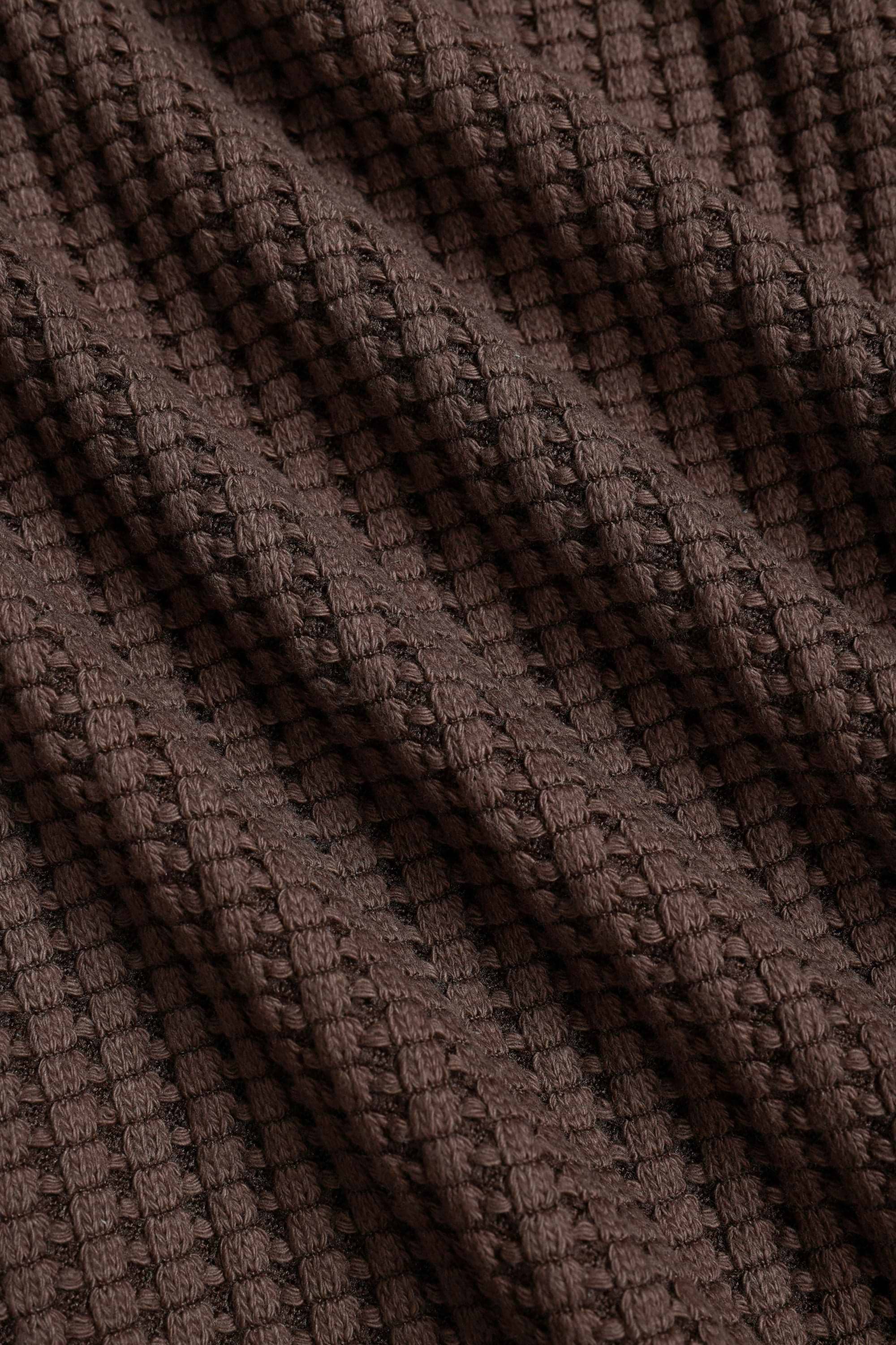 Marcos Patterned Waffle Short Sleeve Shirt - Brown