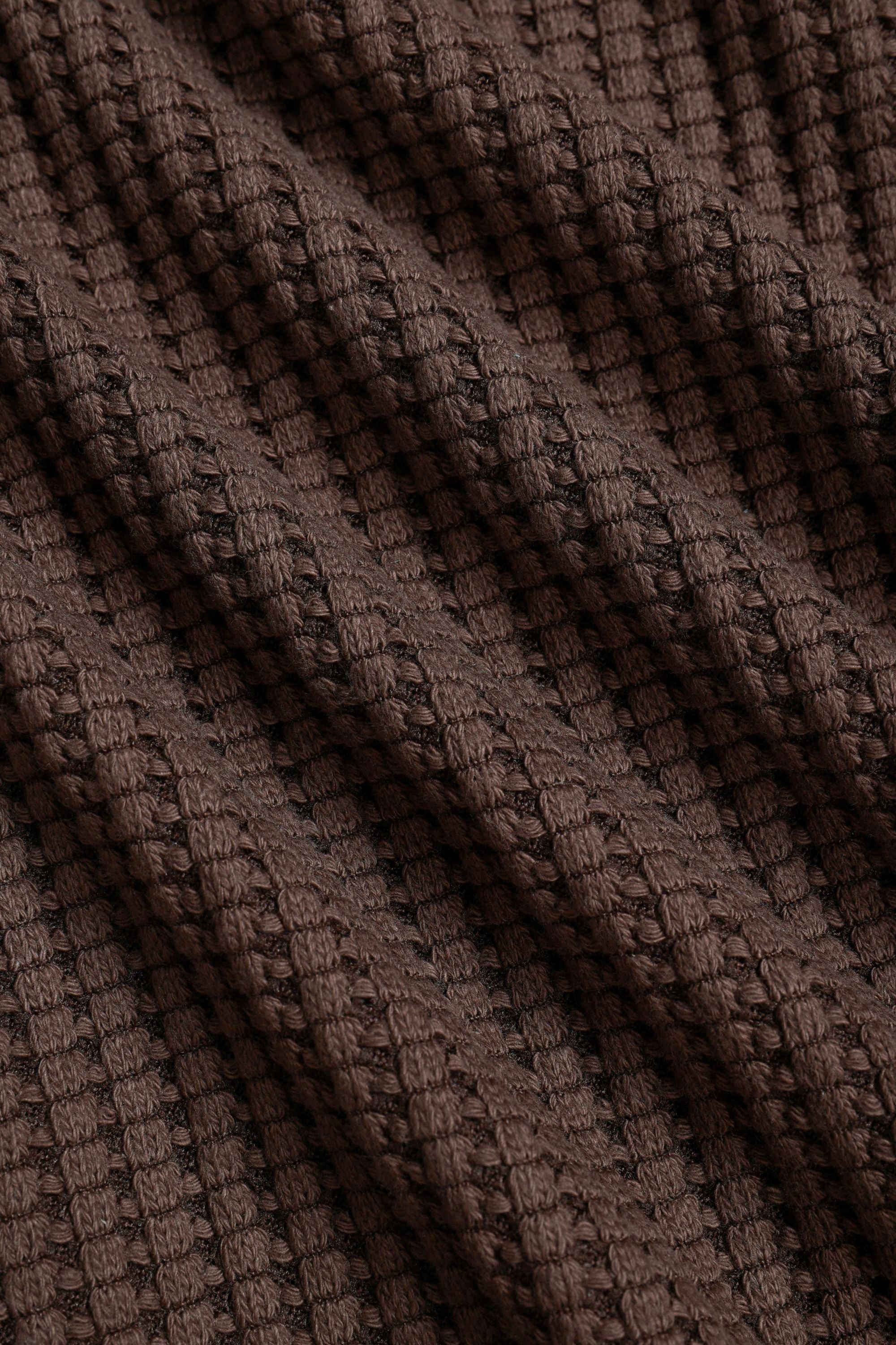Marcos Patterned Waffle Short Sleeve Shirt - Brown