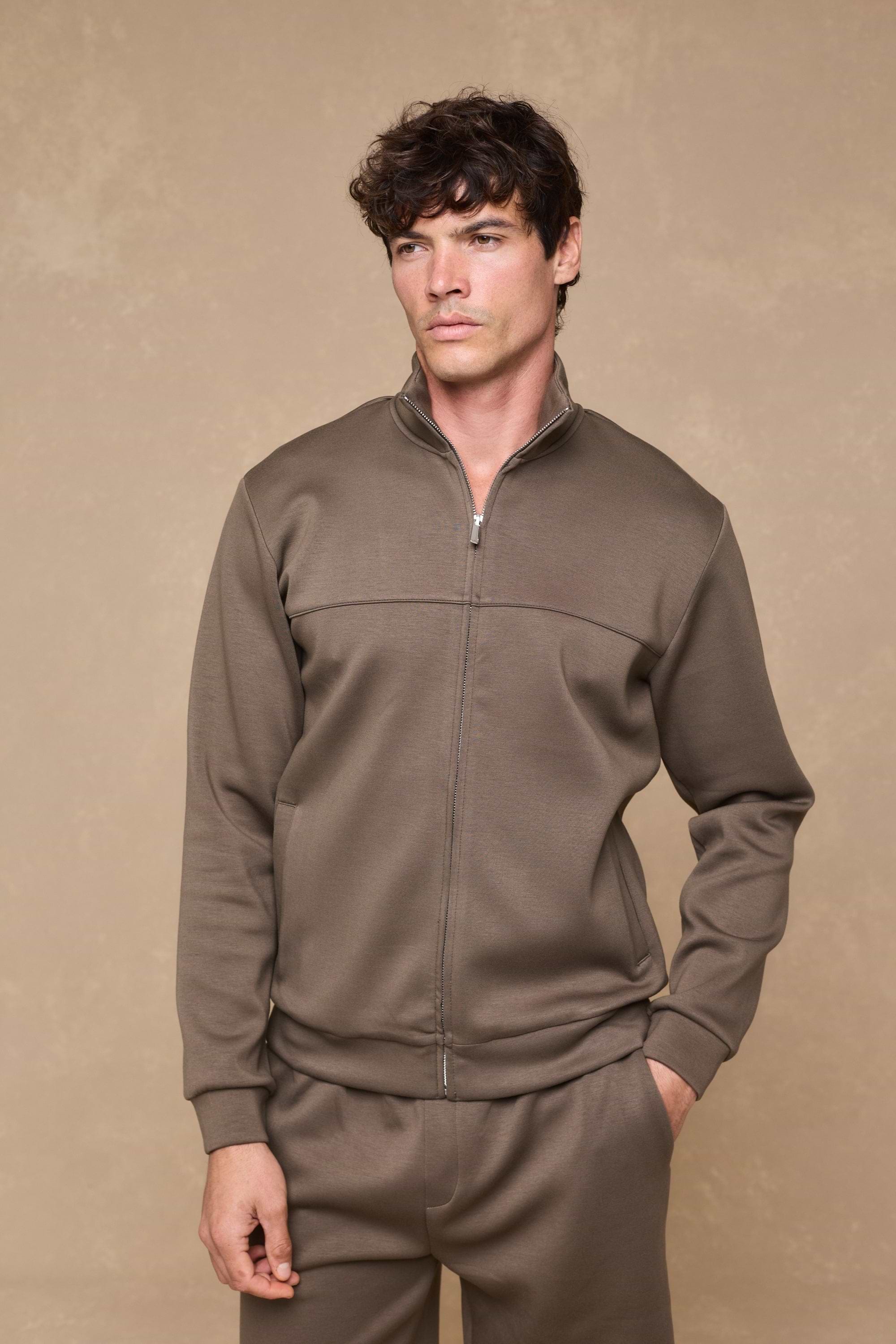 Luxe Zip Through Jacket - Burnt Olive