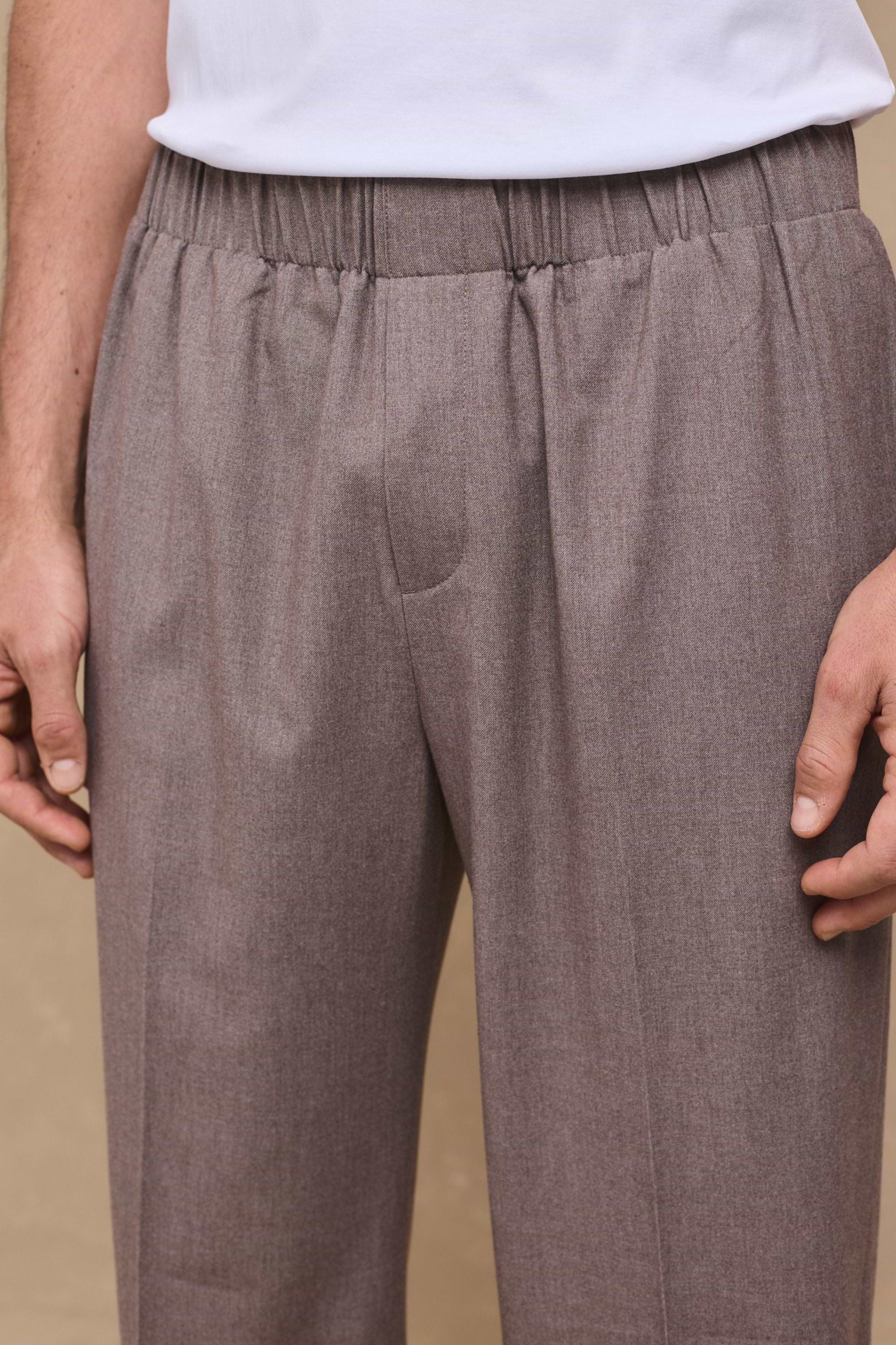 Johan Elasticated Waist Relaxed Fit Trouser - Taupe Marl