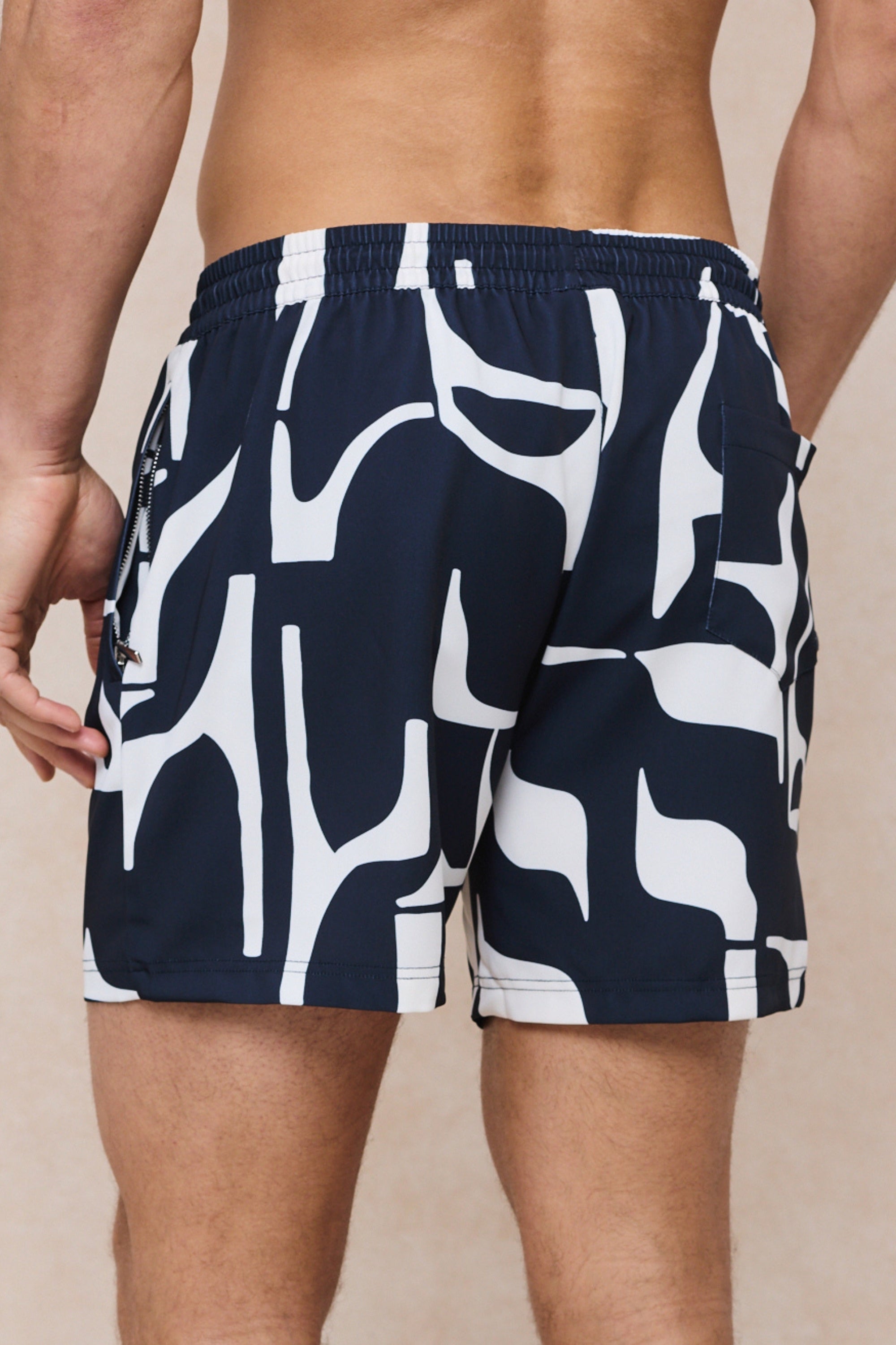 Massira Elasticated Waist Swim Short - Navy/Ecru