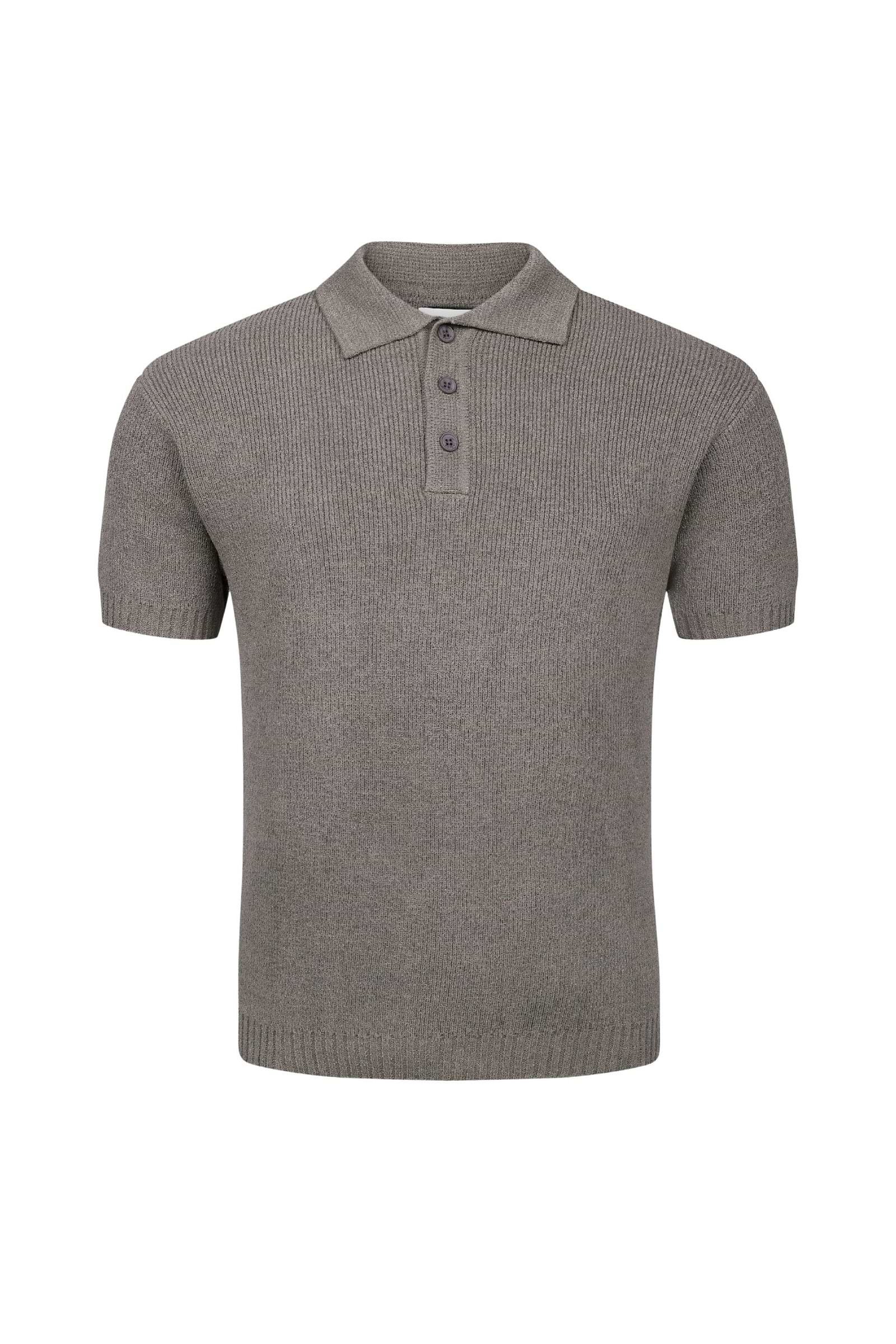 Sorelle Kurzarm-Rippstrick-Poloshirt – Marineblau