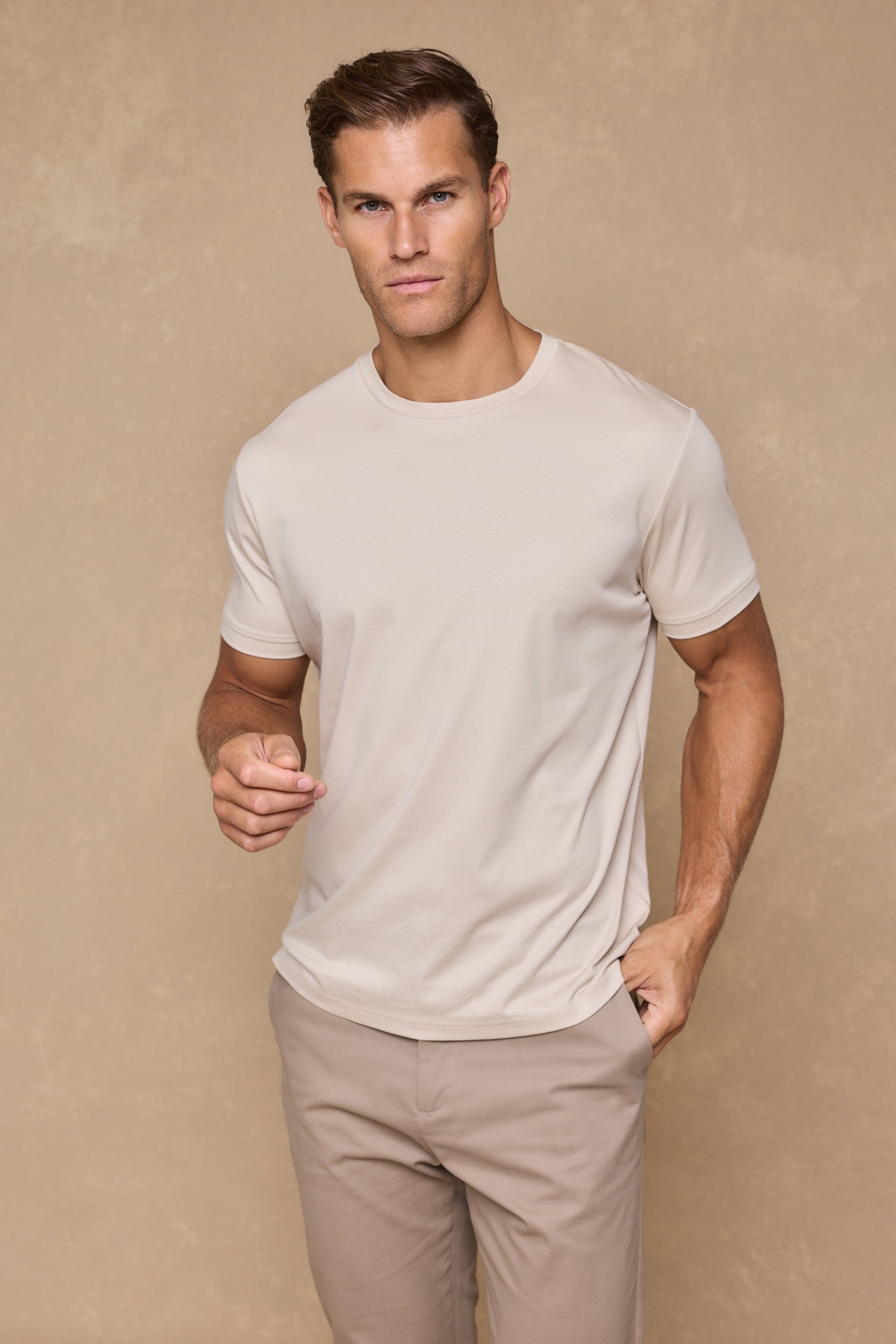 Luxe Mercerised T-Shirt - Beige