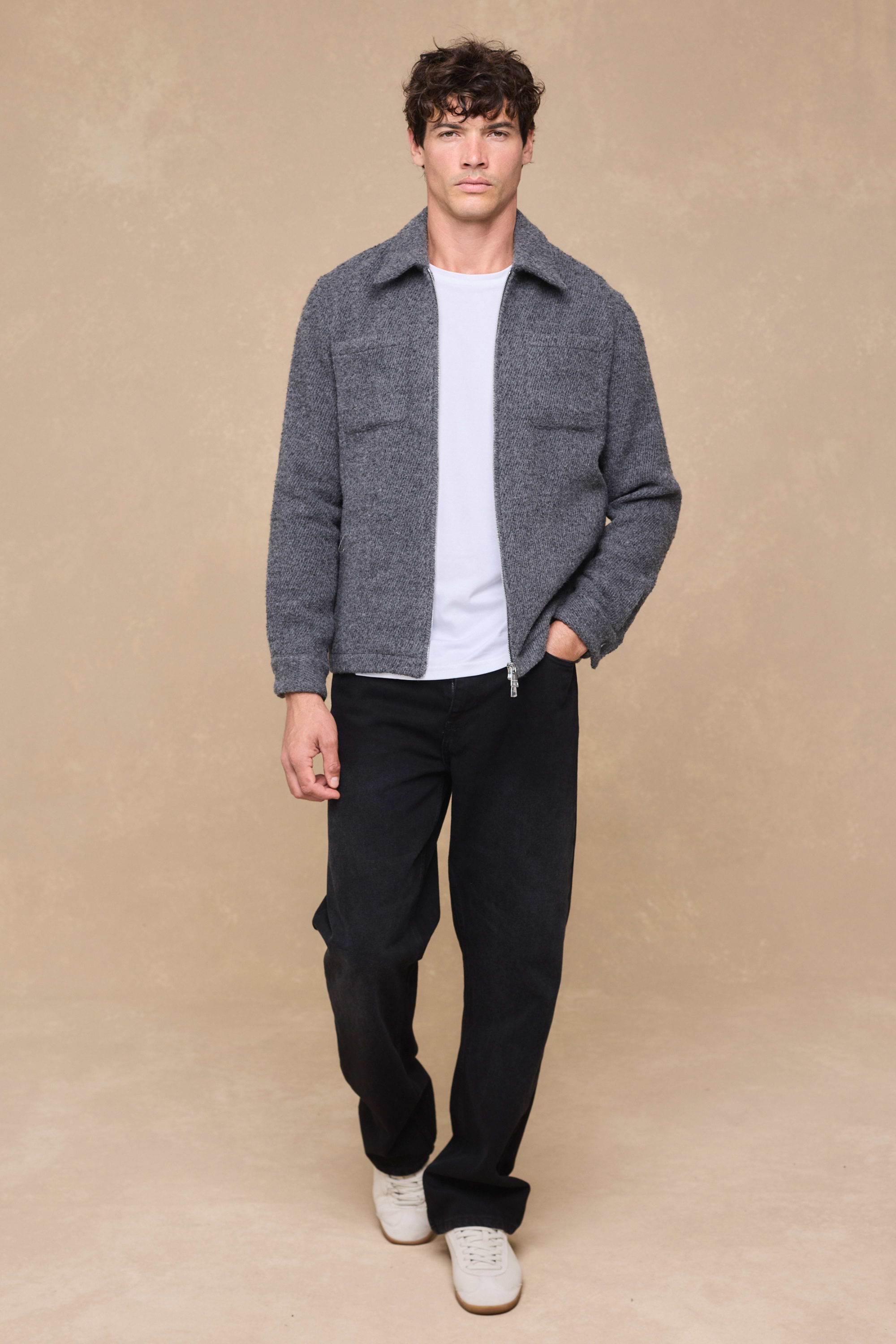 Reid Zip Thru Overshirt - Charcoal