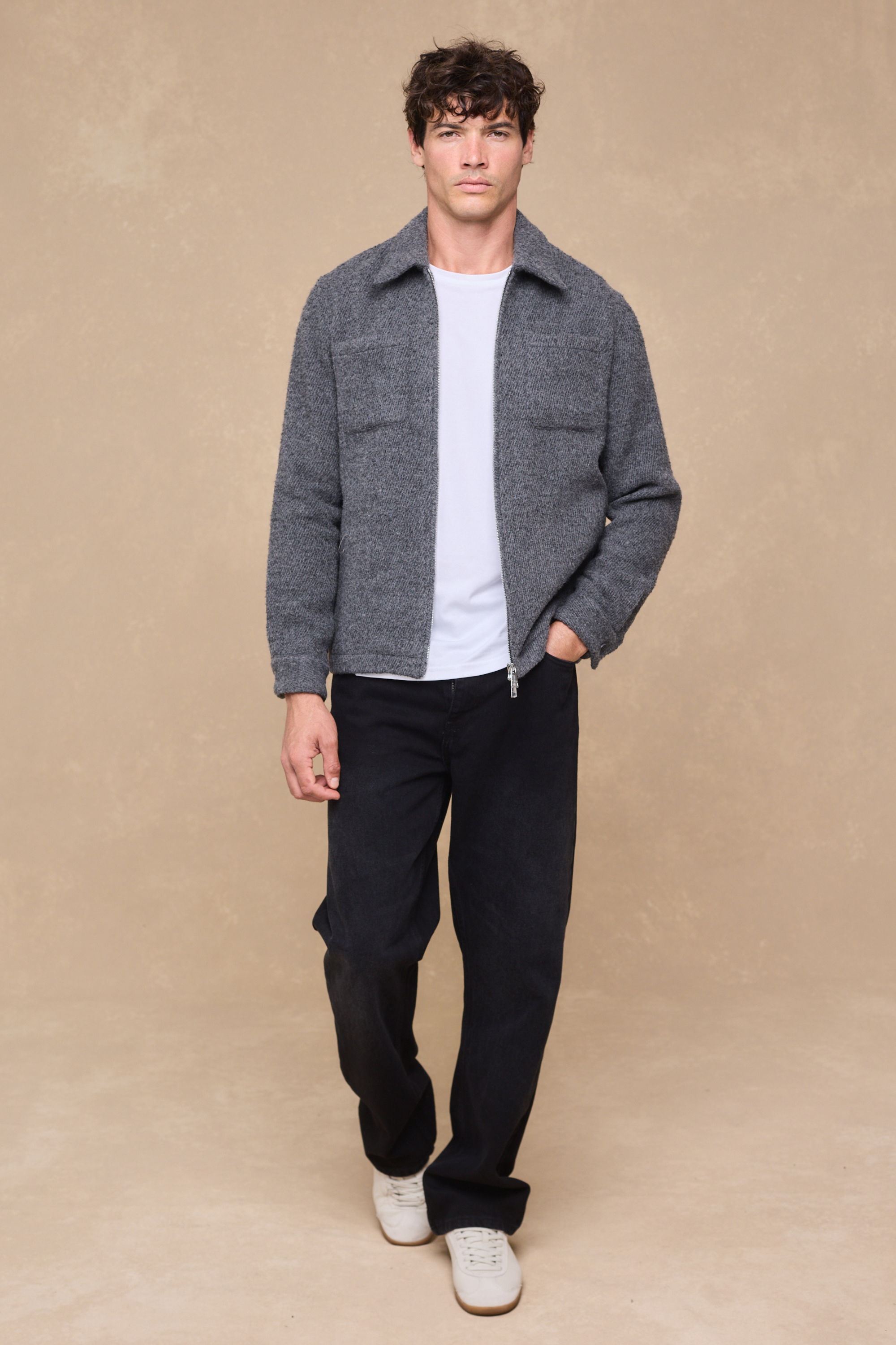 Reid Zip Thru Overshirt - Charcoal