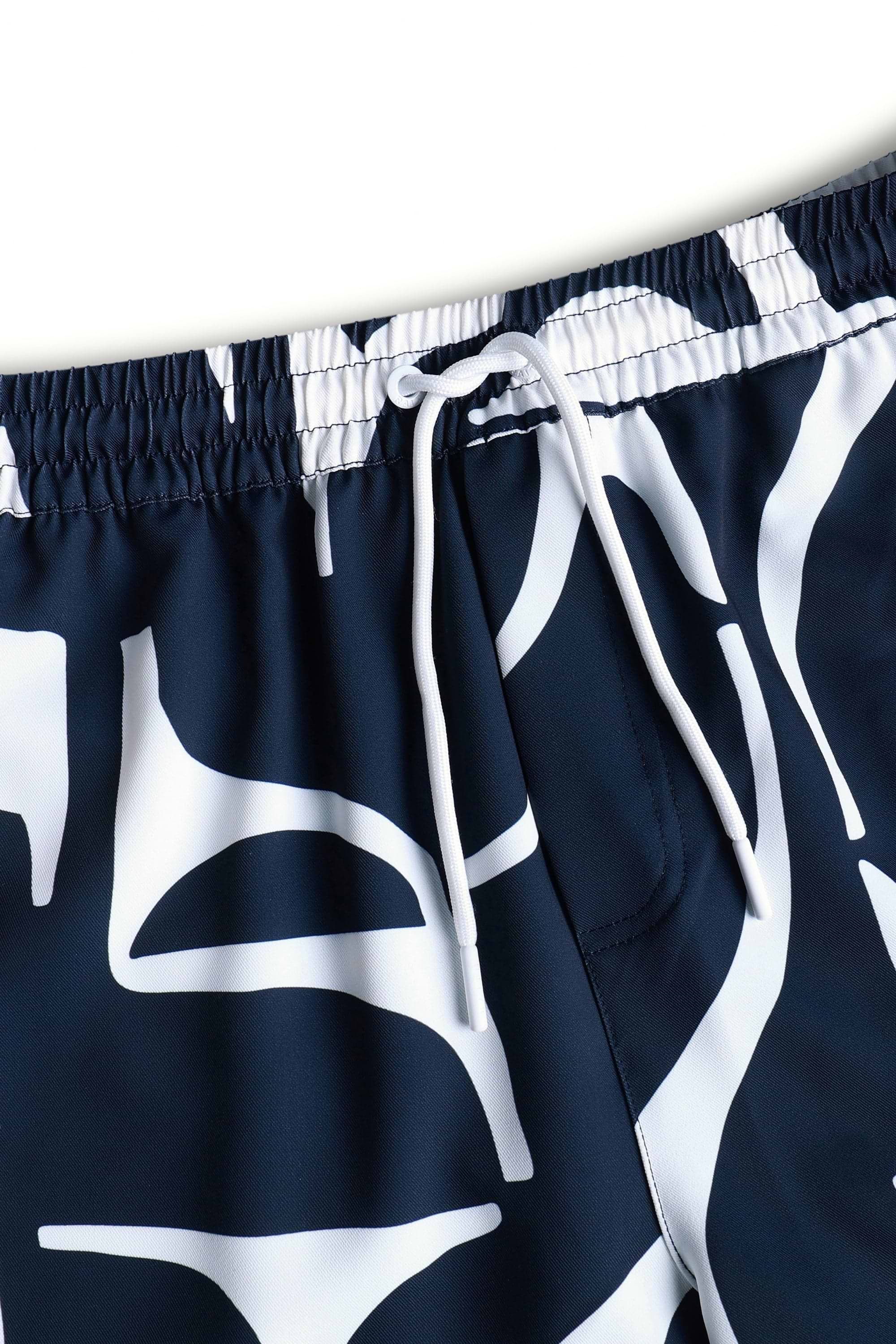 Massira Elasticated Waist Swim Short - Navy/Ecru