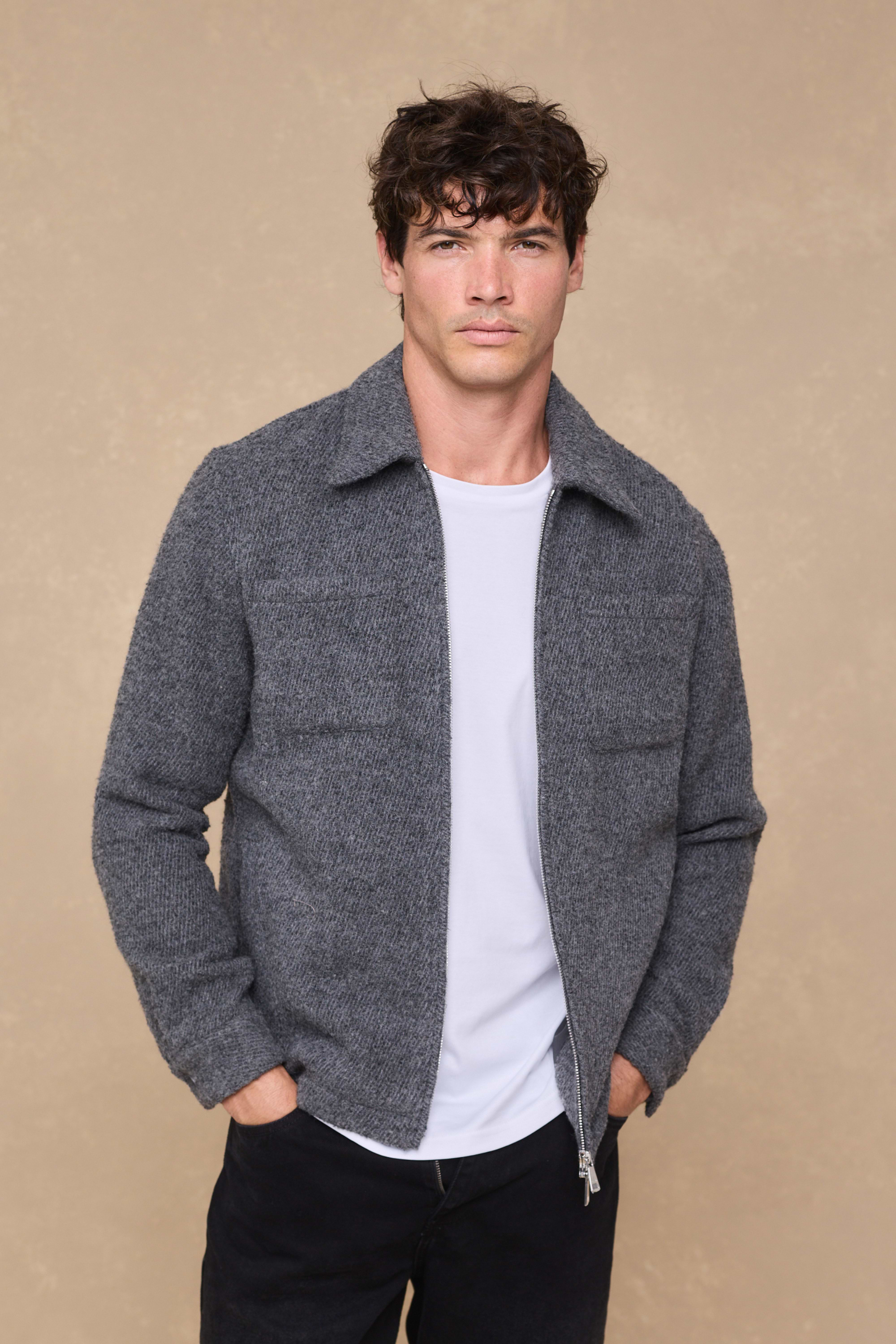 Reid Zip Thru Overshirt - Charcoal