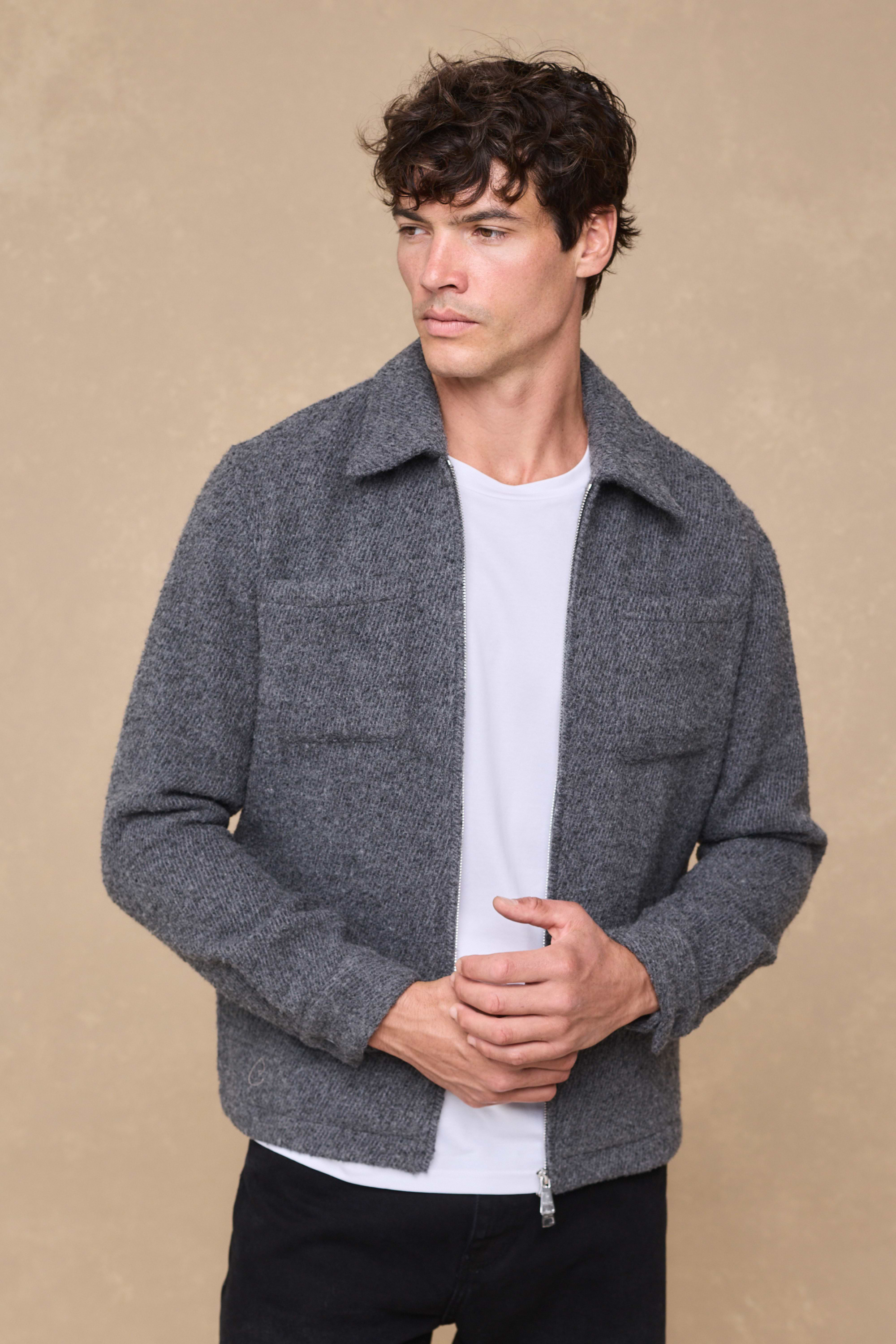 Reid Zip Thru Overshirt - Charcoal