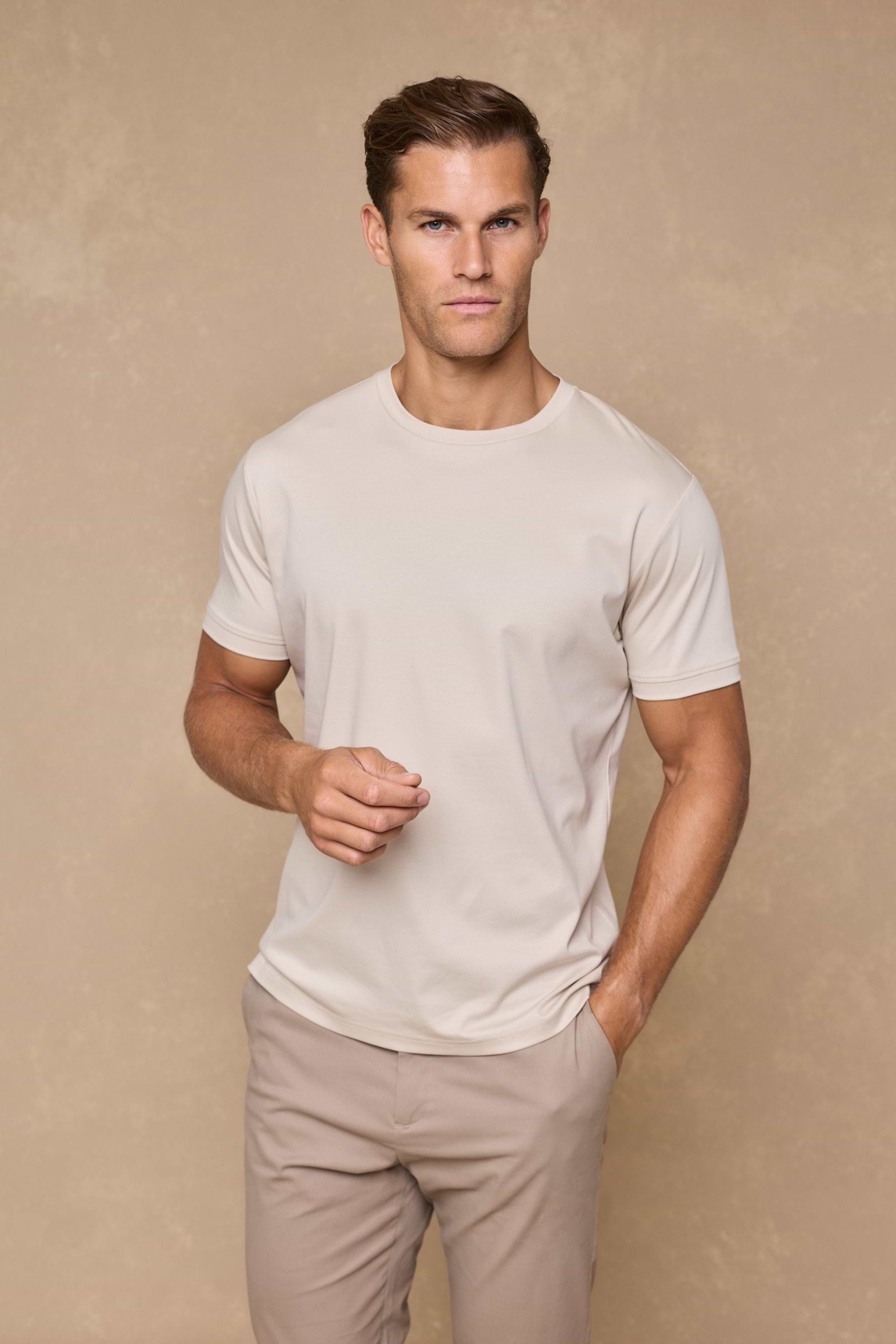 Luxe Mercerised T-Shirt - Beige