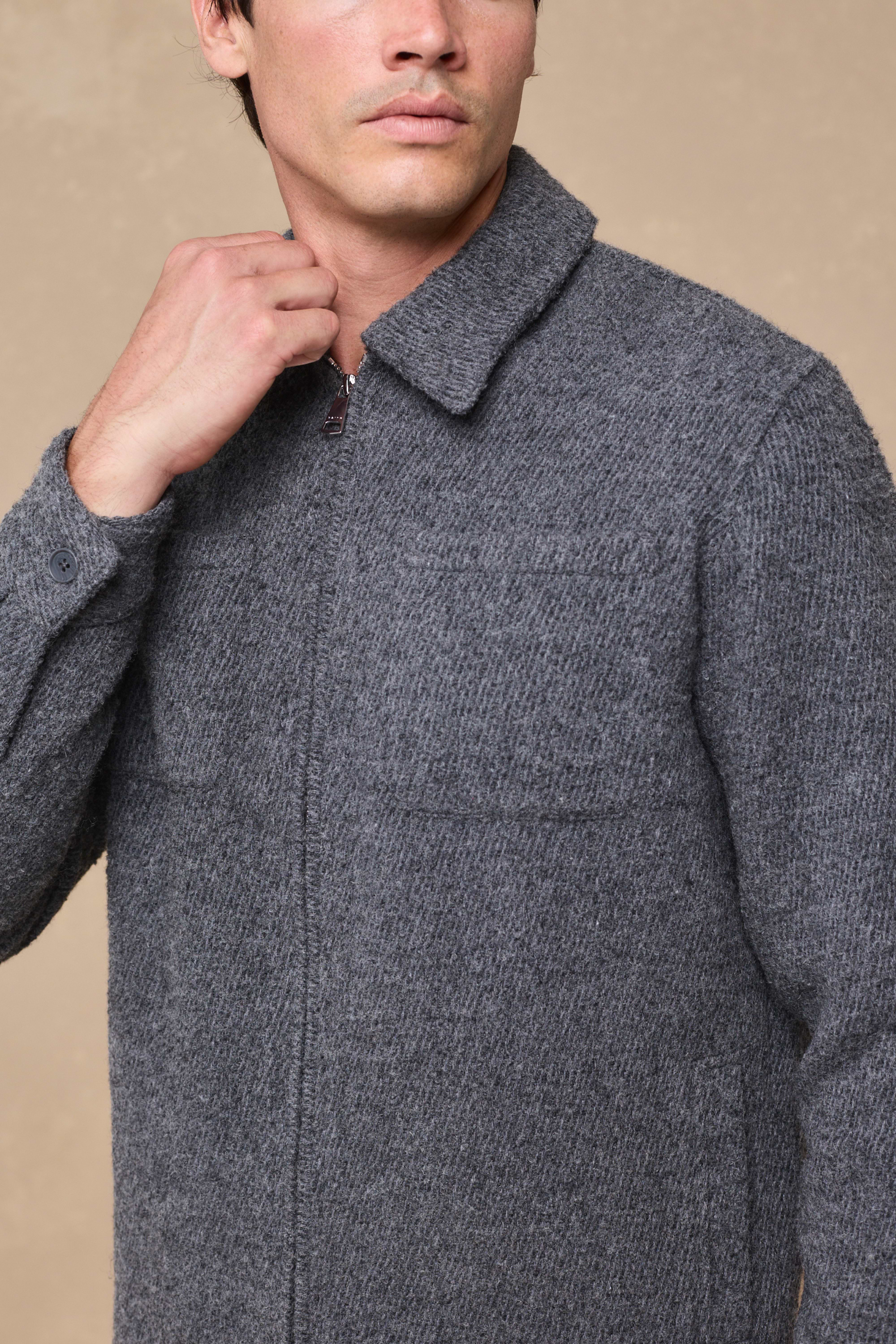 Reid Zip Thru Overshirt - Charcoal
