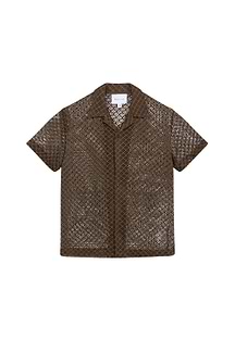 Marcelo Short Sleeve Lace Shirt - Brown