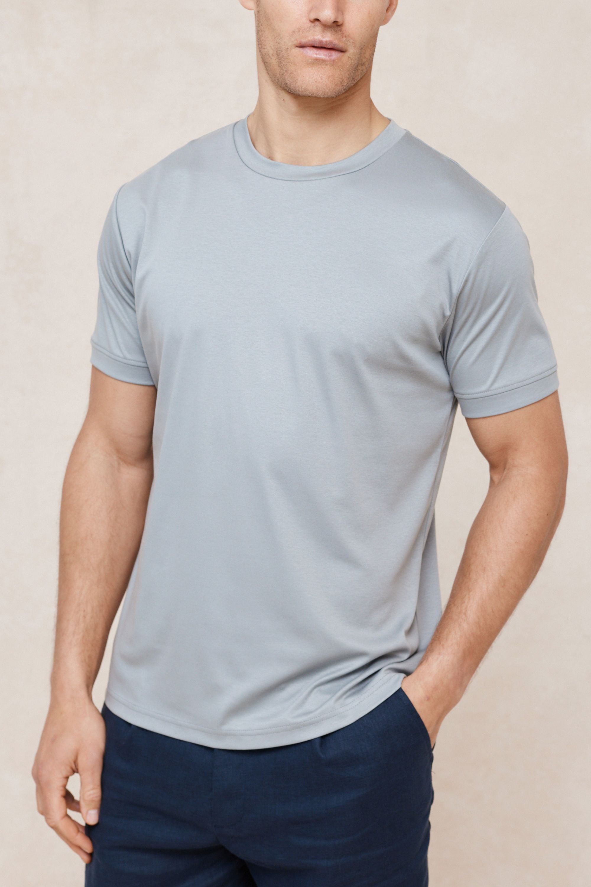 Luxe Mercerised T-Shirt - Light Pewter Blue