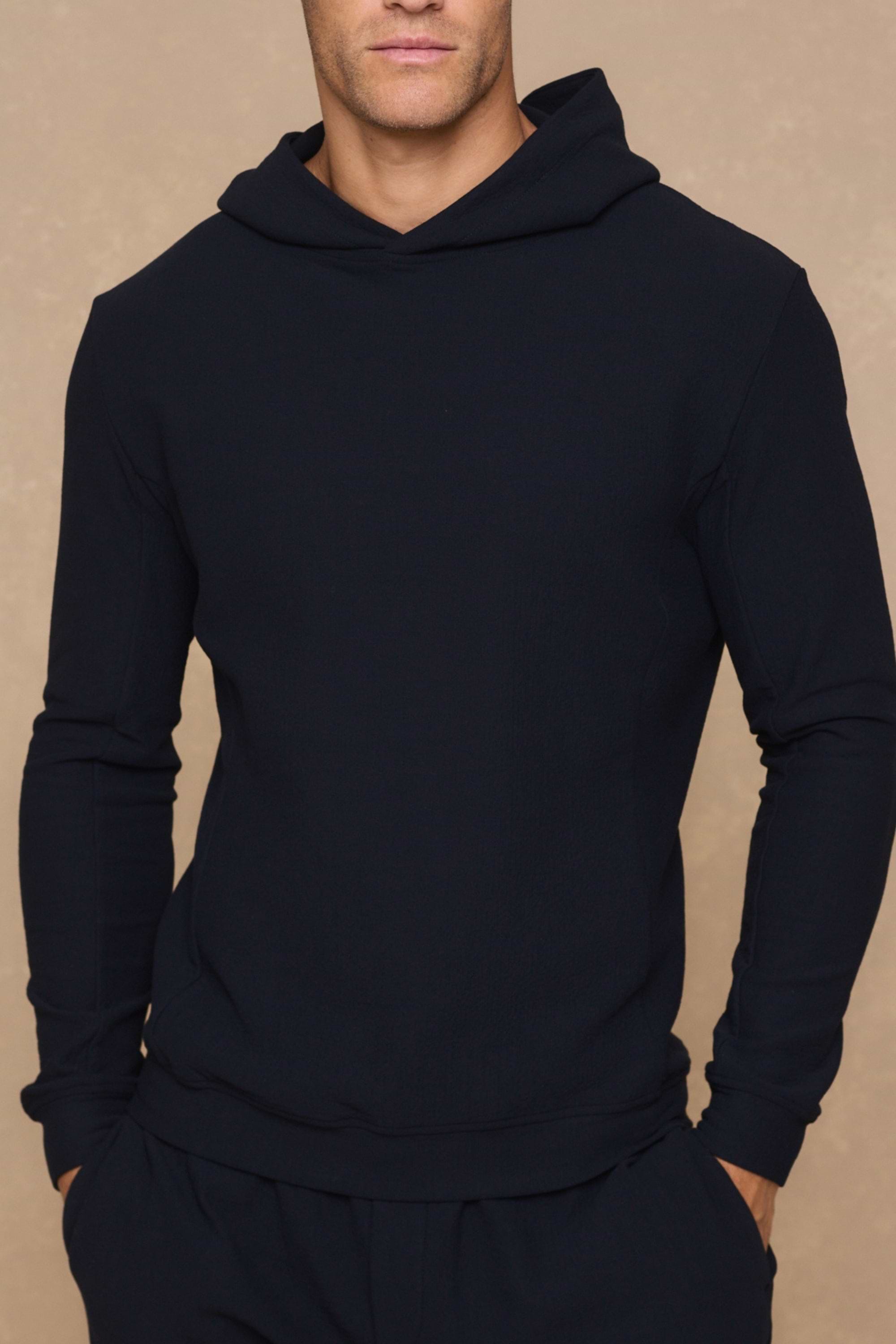 Zarco Crinkled Jersey Hoodie - Navy