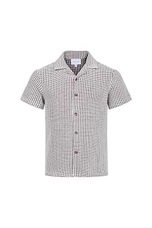 Marcos Patterned Waffle Short Sleeve Shirt - White/Brown