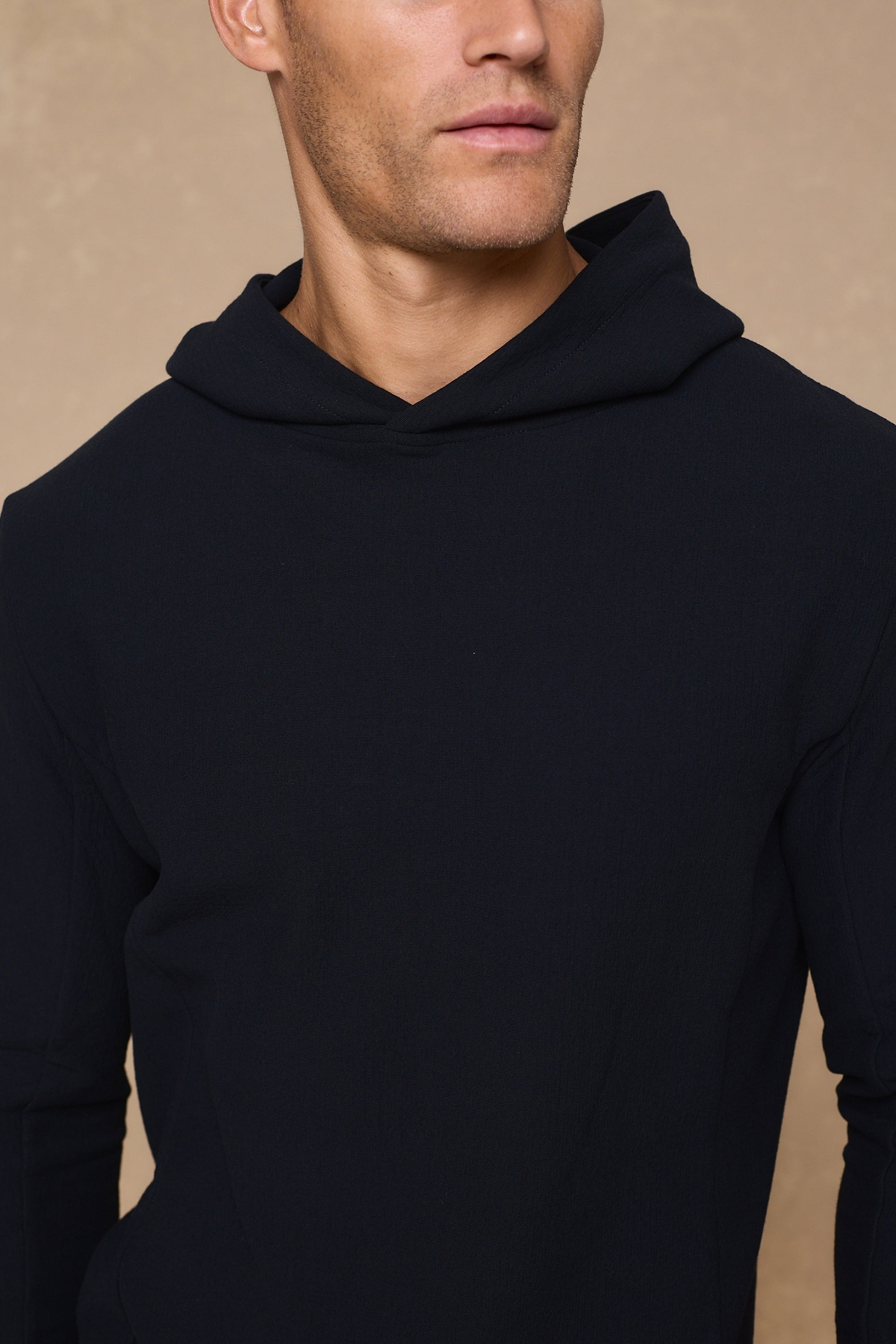 Zarco Crinkled Jersey Hoodie - Navy