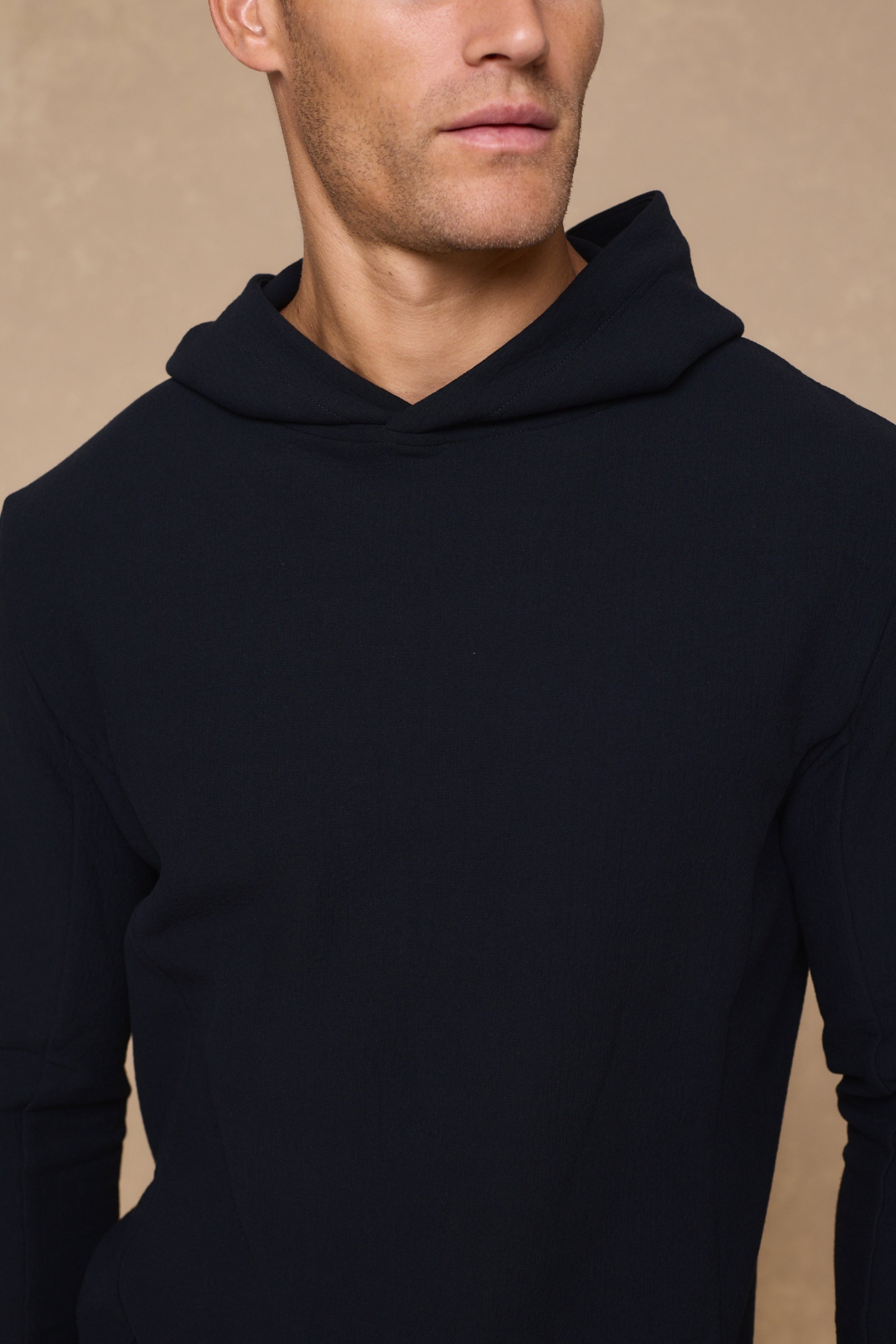 Zarco Crinkled Jersey Hoodie - Navy