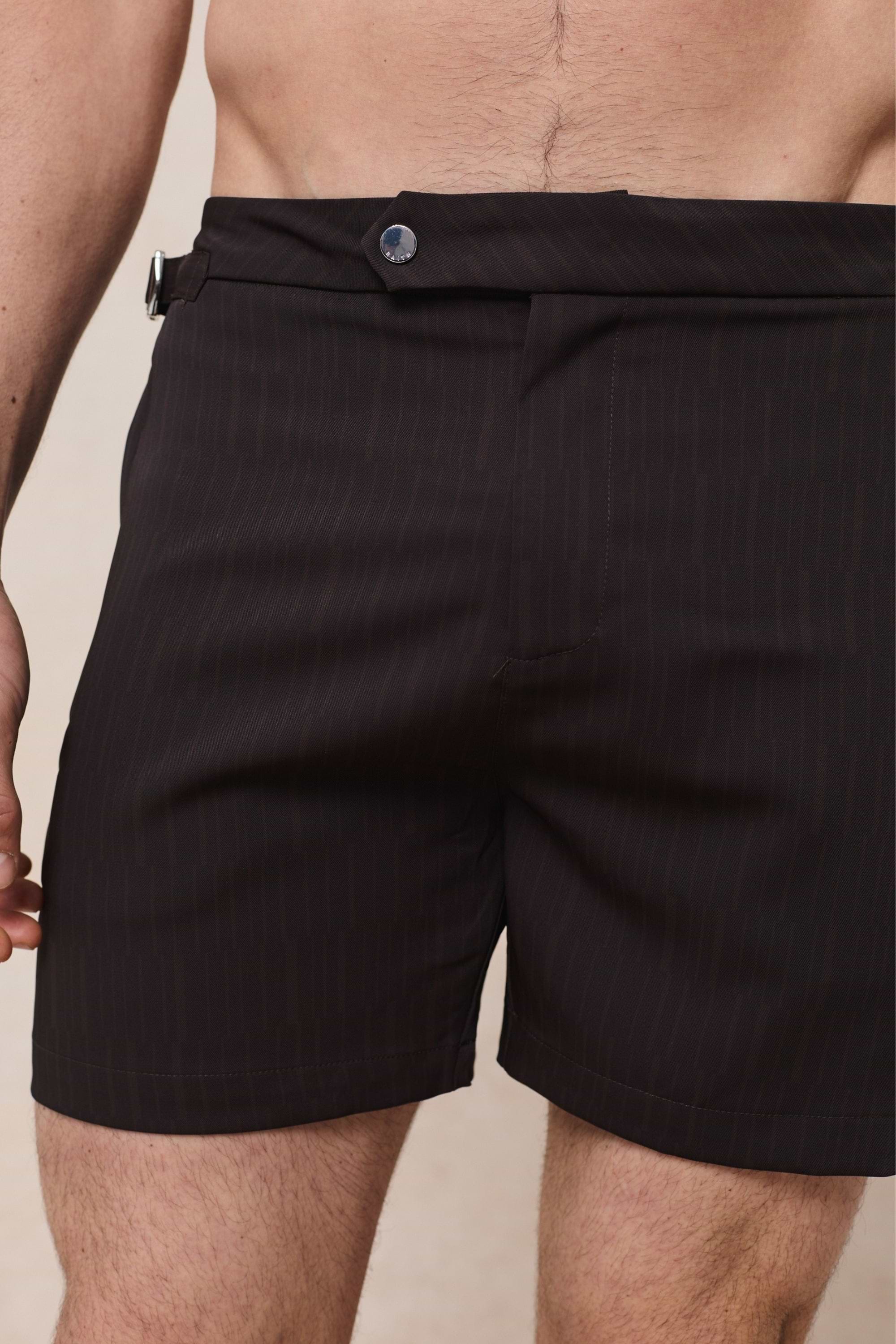 Silas Tailored Swim Short With Adjusters - Brown/Light Brown