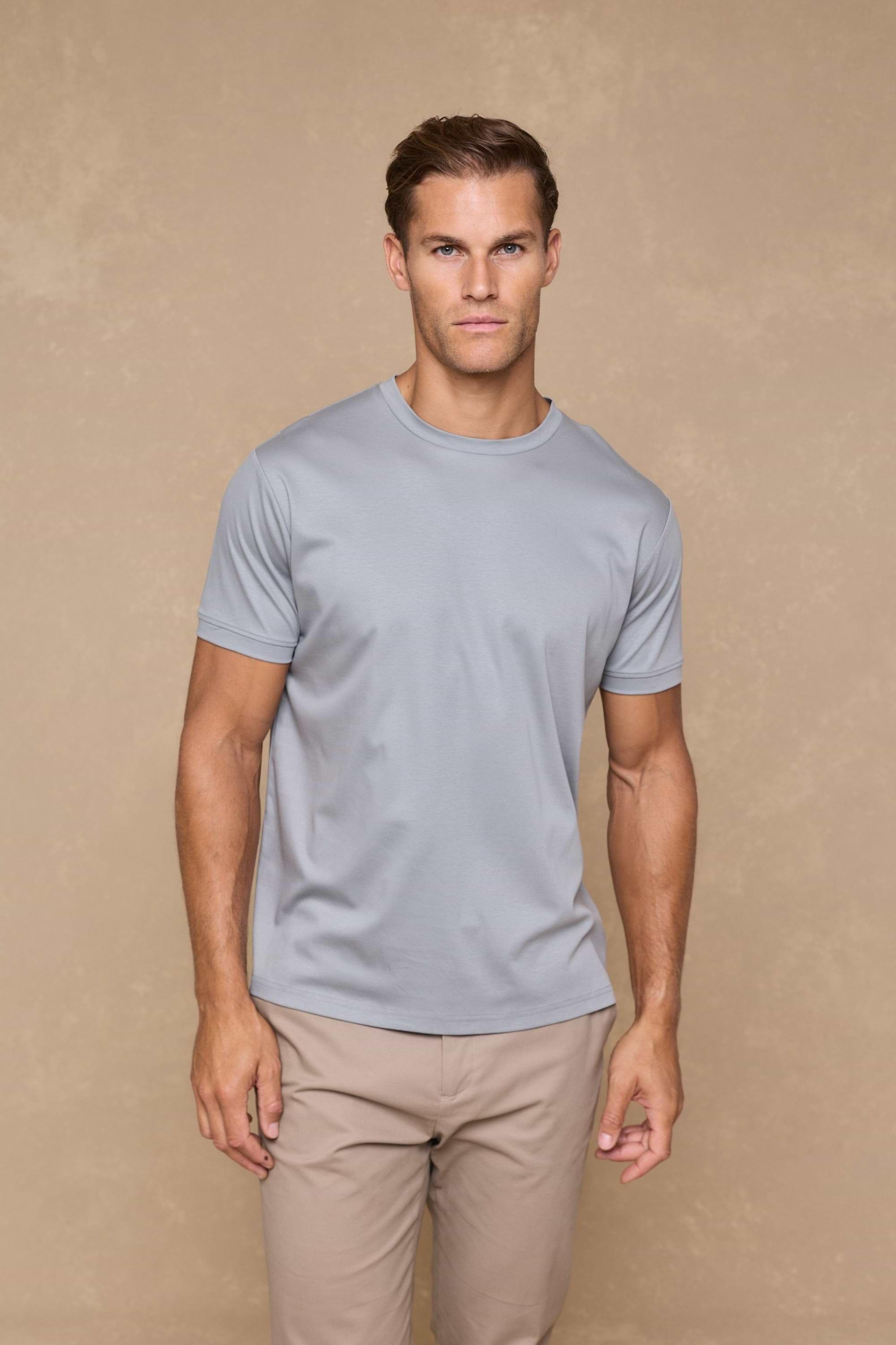 Luxe Mercerised T-Shirt - Light Pewter Blue