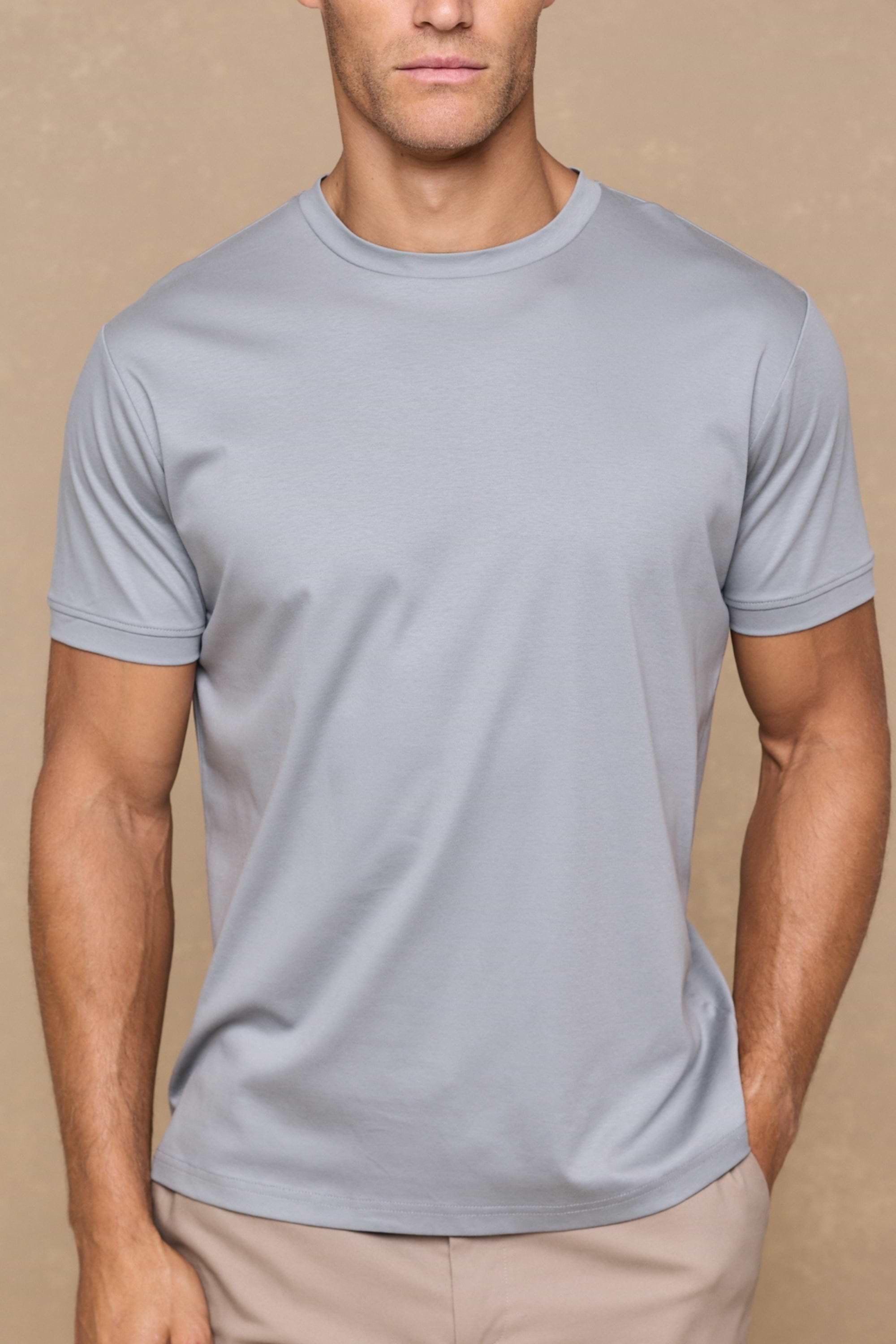 Luxe Mercerised T-Shirt - Light Pewter Blue