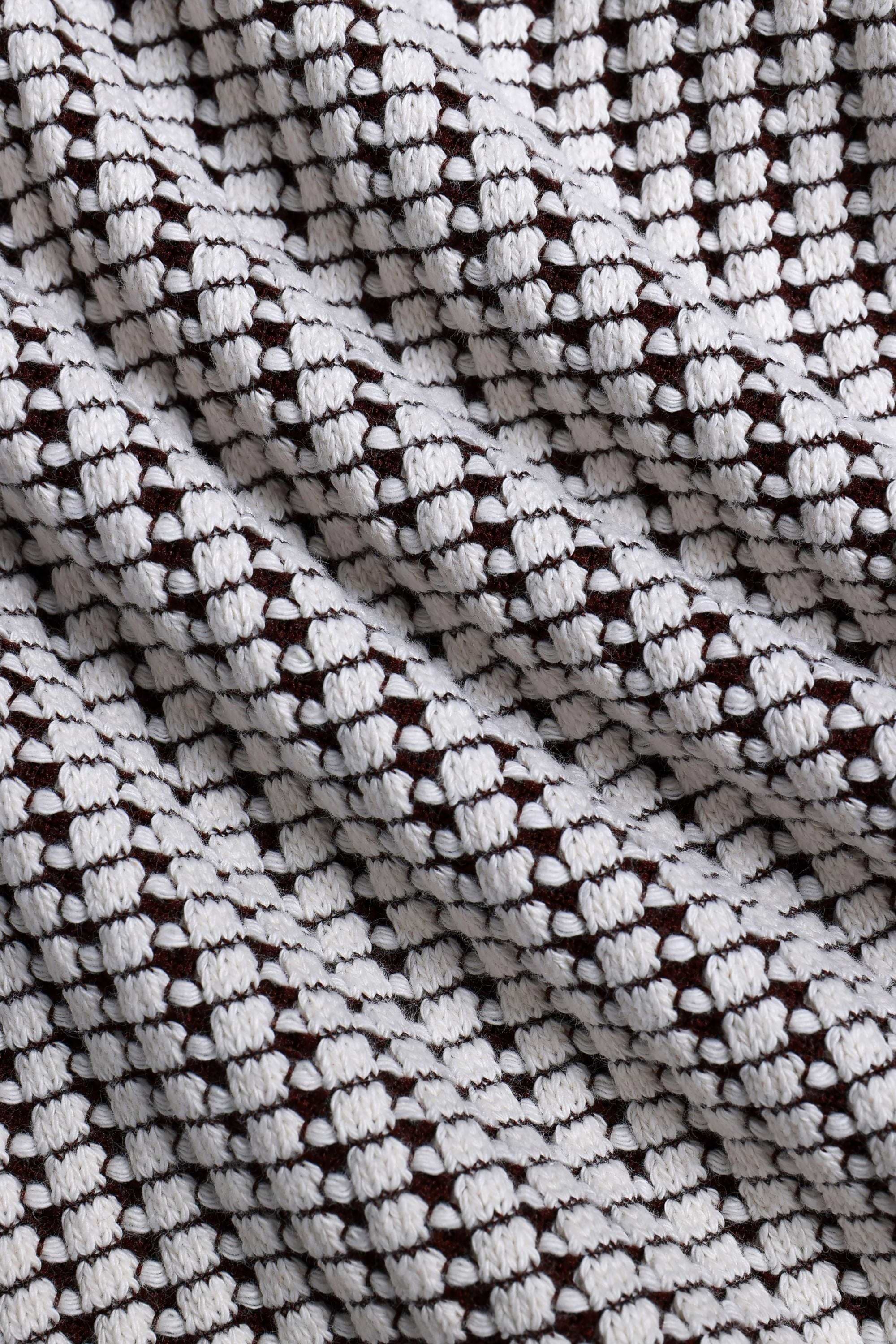 Marcos Patterned Waffle Short Sleeve Shirt - White/Brown