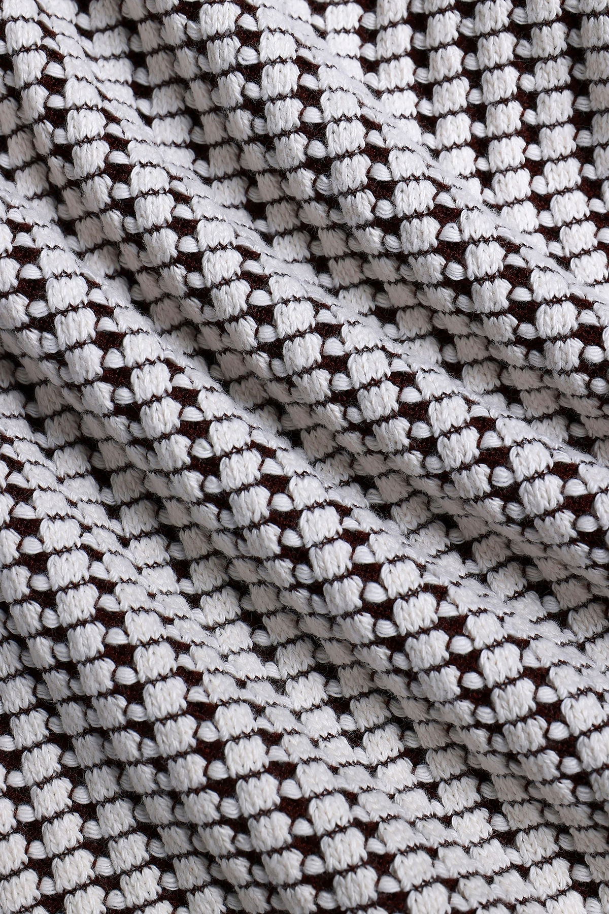 Marcos Patterned Waffle Short Sleeve Shirt - White/Brown