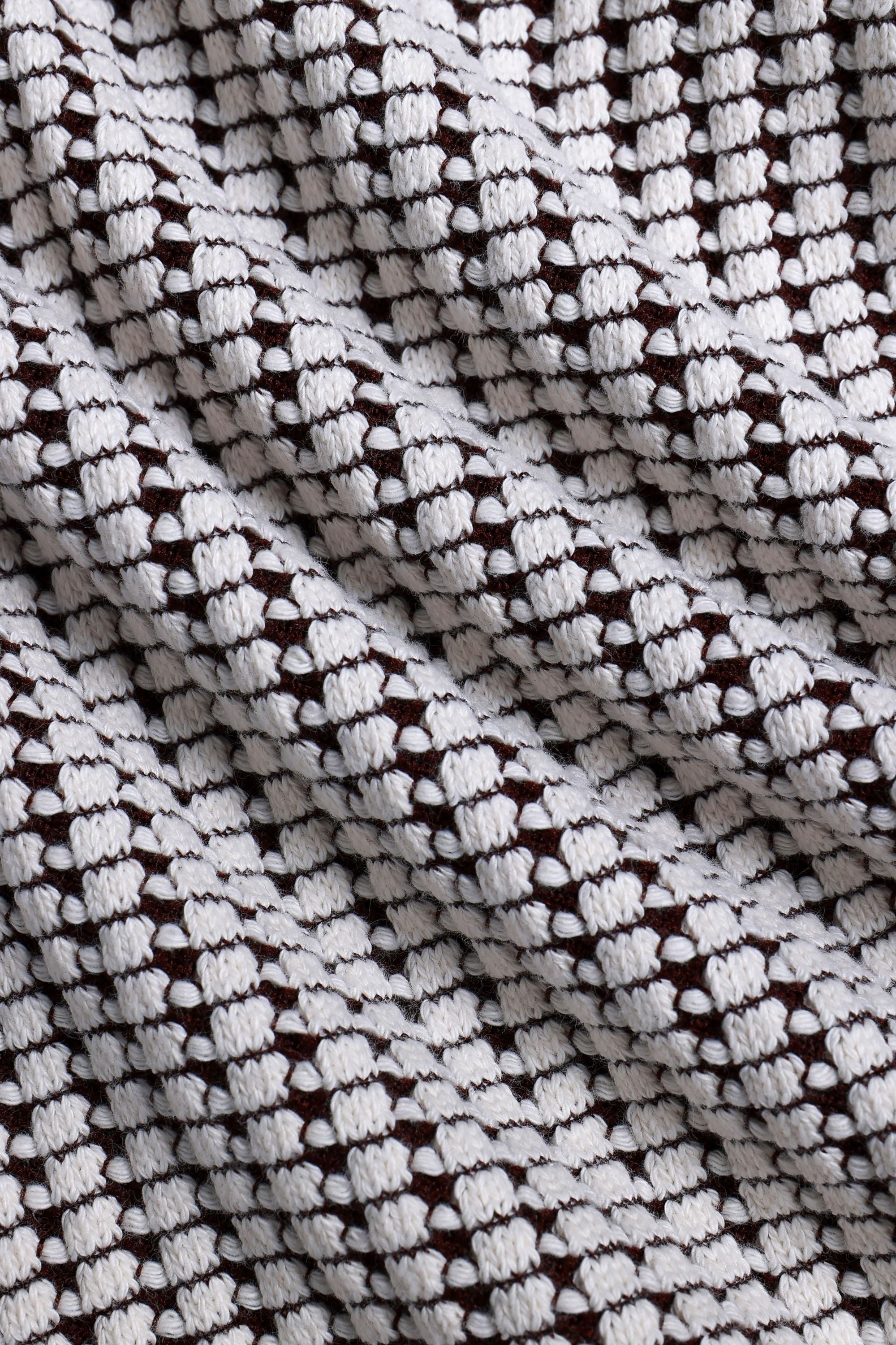 Marcos Patterned Waffle Short Sleeve Shirt - White/Brown