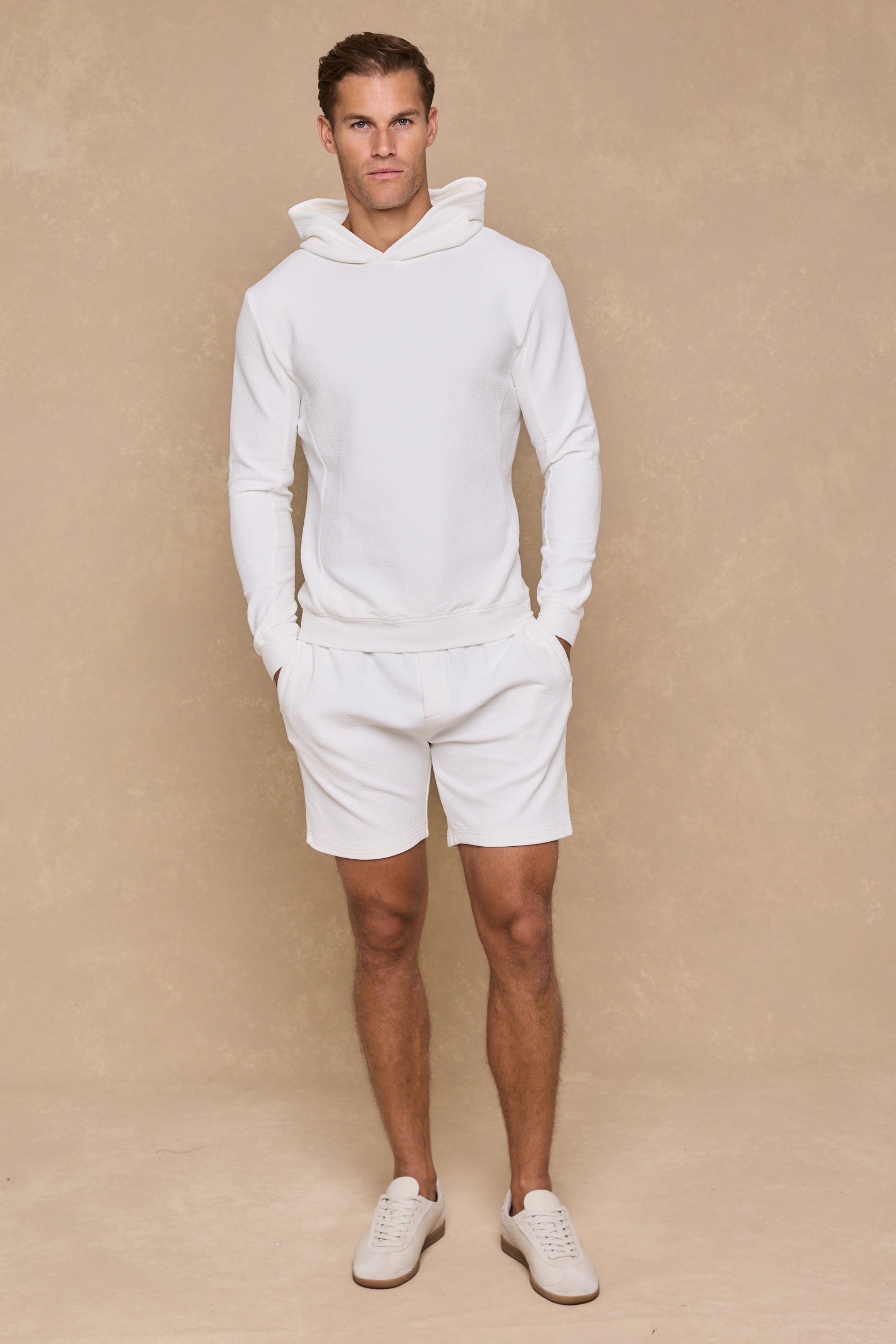 Zarco Crinkled Jersey Hoodie - Ivory