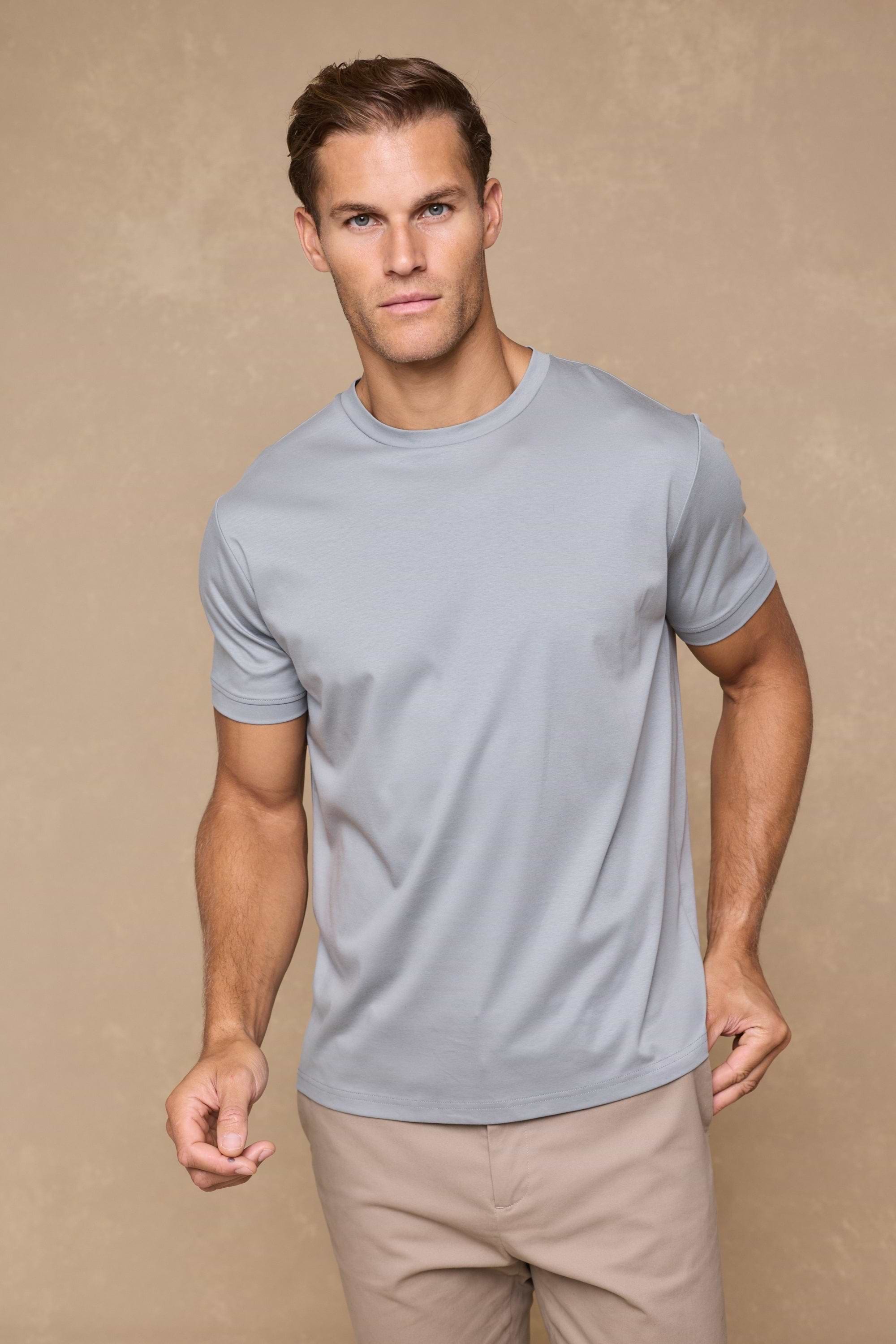 Luxe Mercerised T-Shirt - Light Pewter Blue