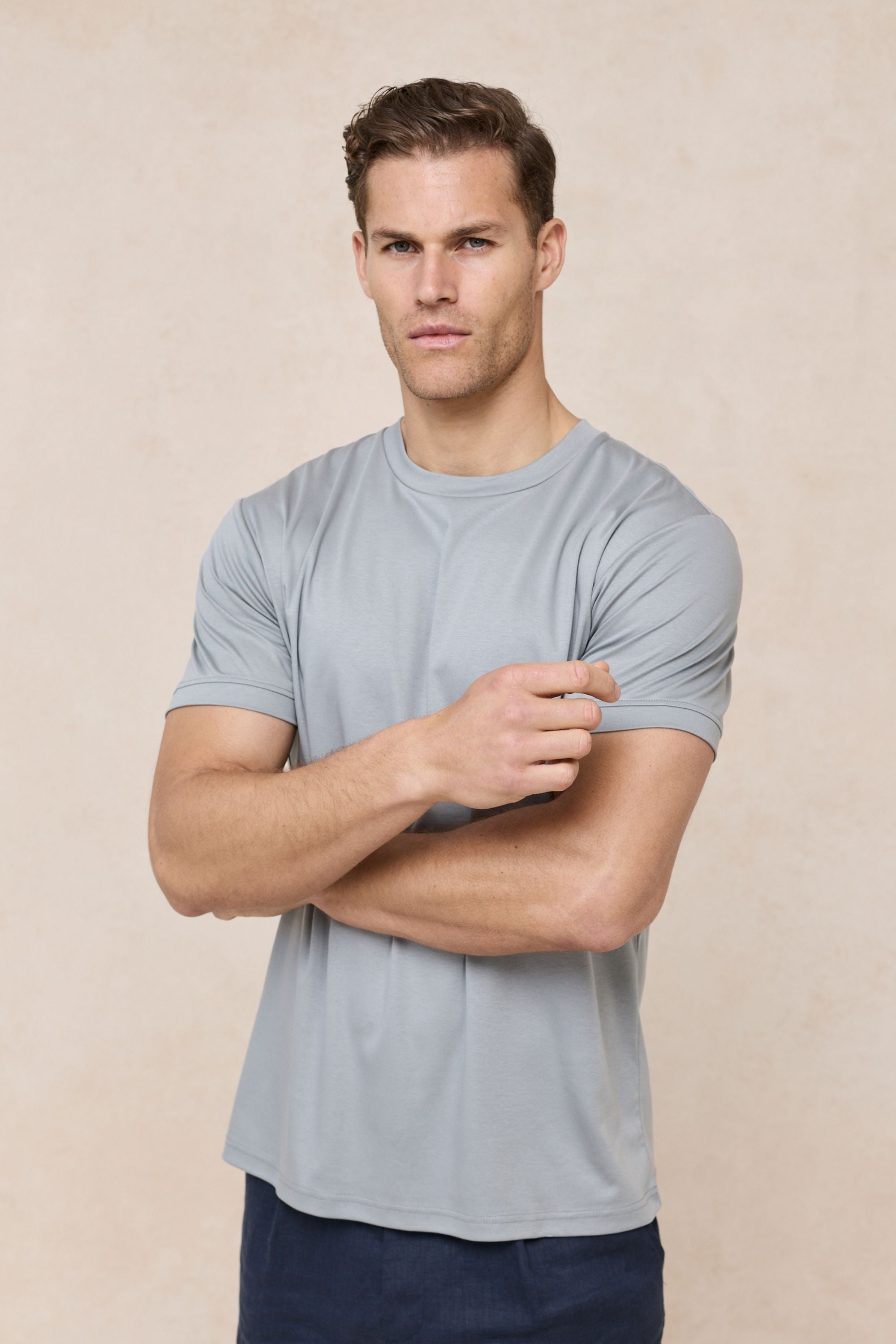 Luxe Mercerised T-Shirt - Light Pewter Blue