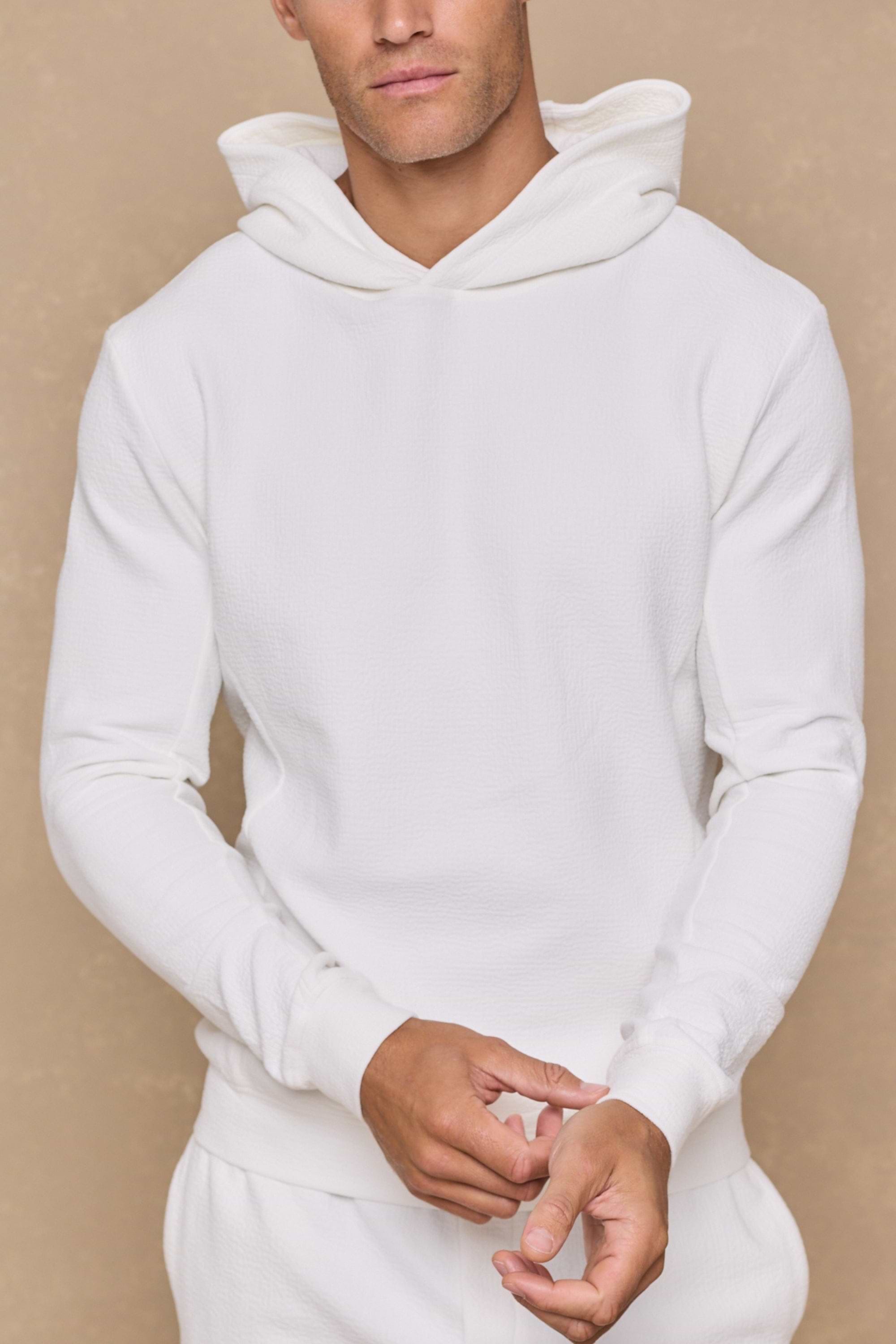 Zarco Crinkled Jersey Hoodie - Ivory