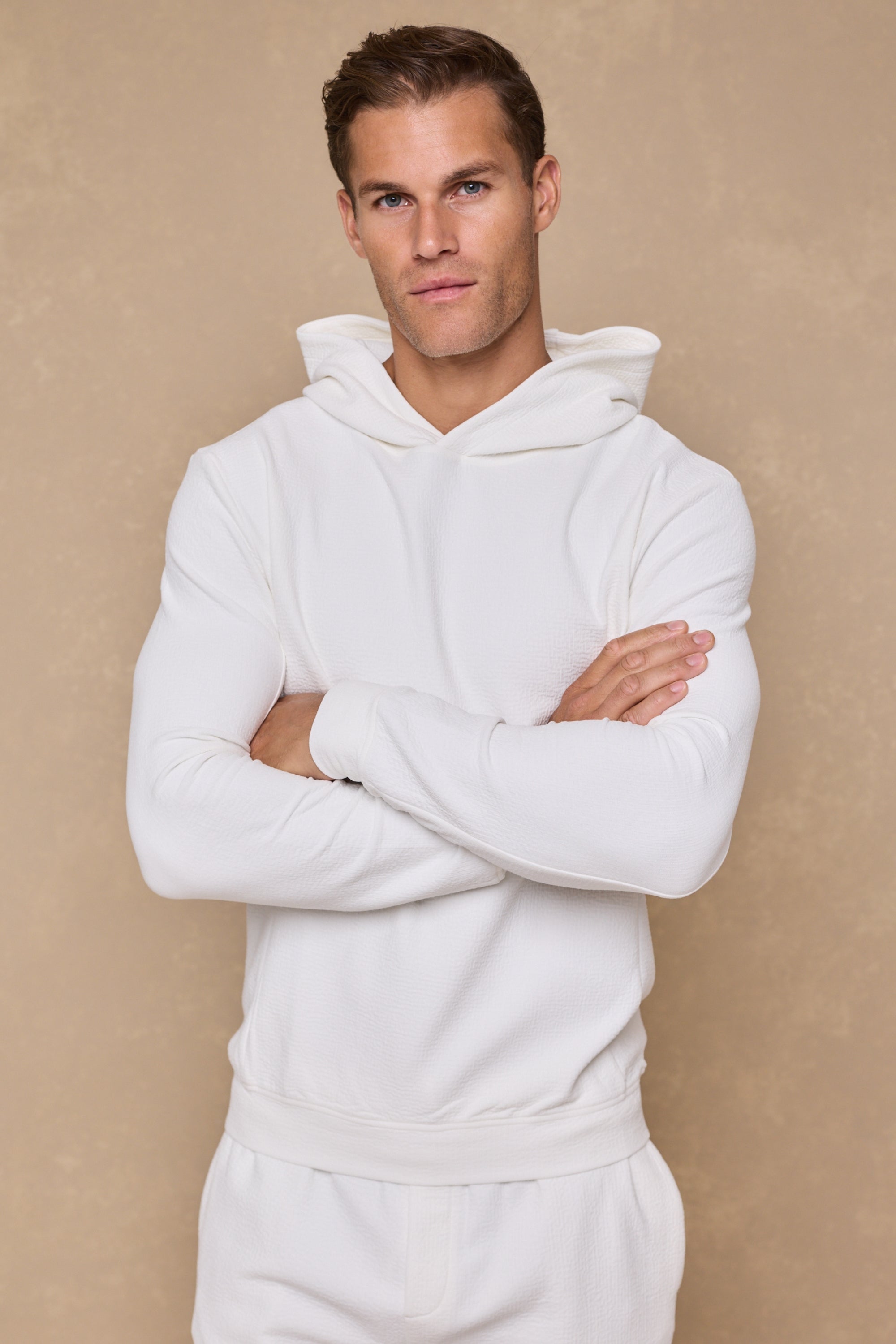 Zarco Crinkled Jersey Hoodie - Ivory