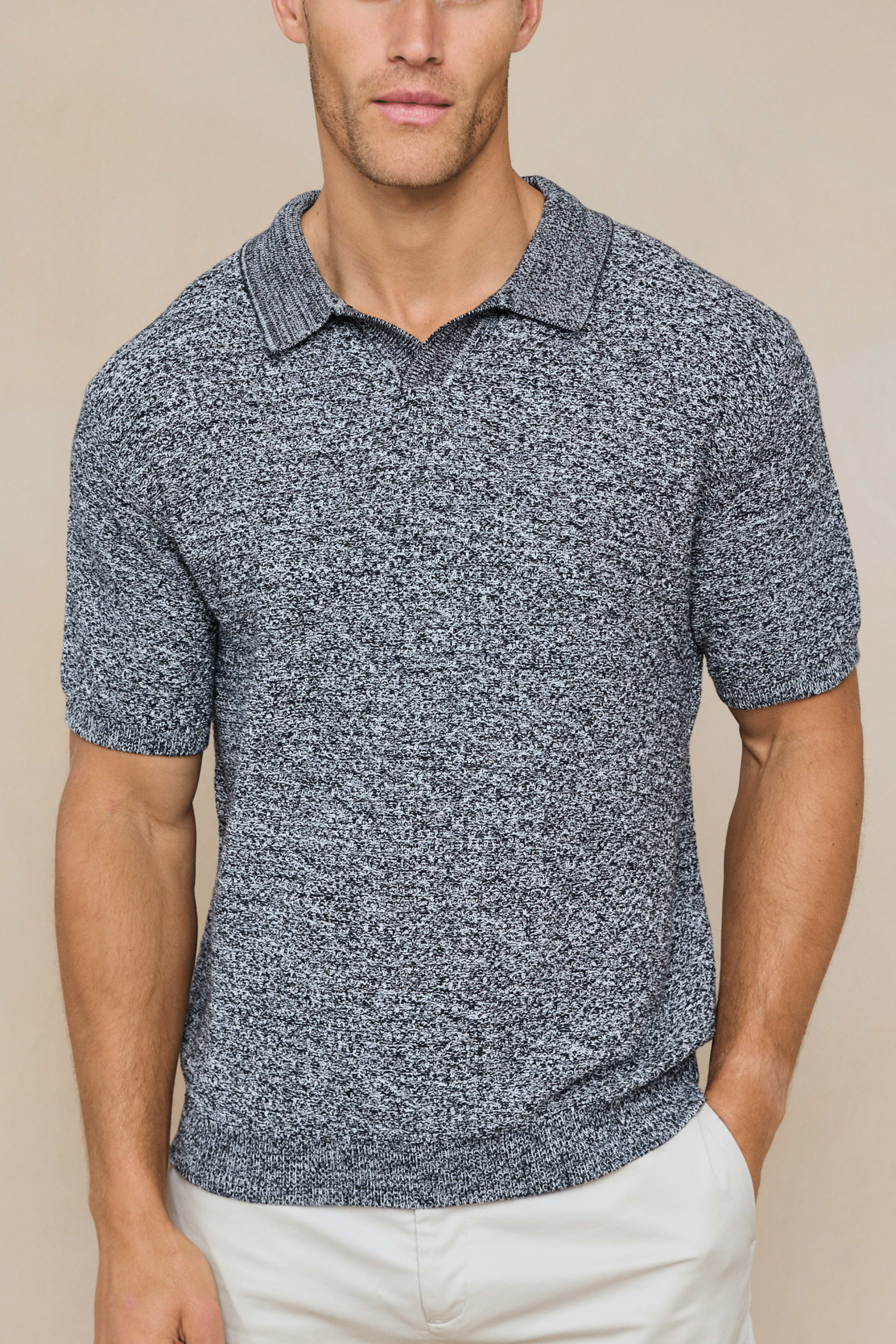 Rapha Cotton Knit Polo - Grey Marl