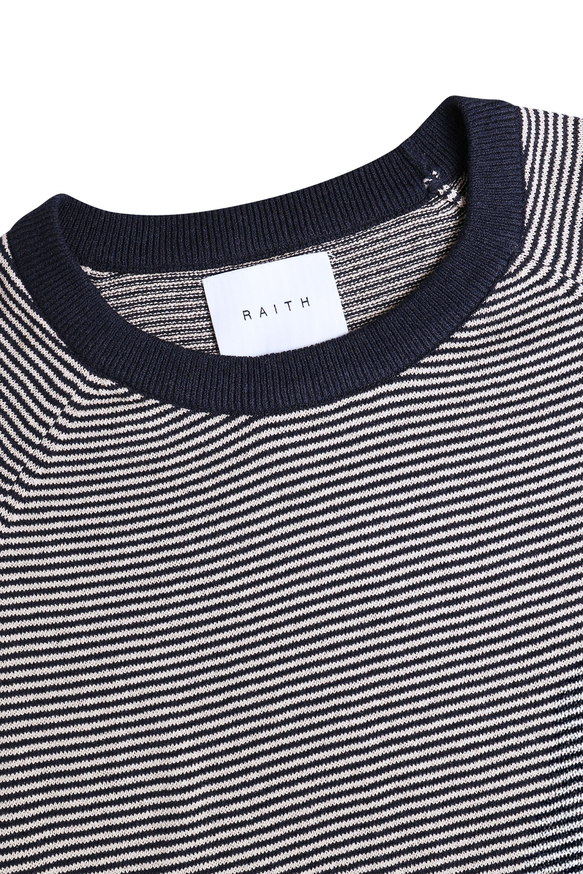 Rafael Linen Striped Crew Neck T-Shirt - Navy/Beige
