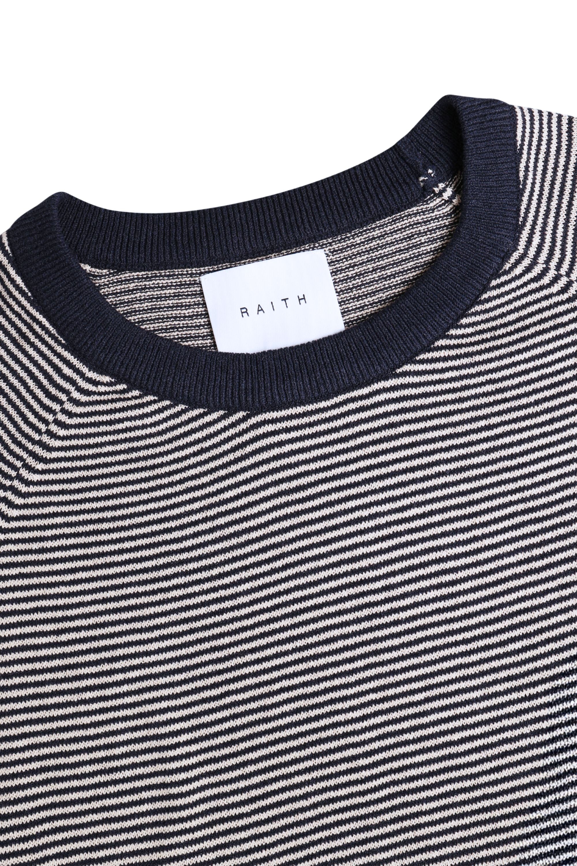 Rafael Linen Striped Crew Neck T-Shirt - Navy/Beige