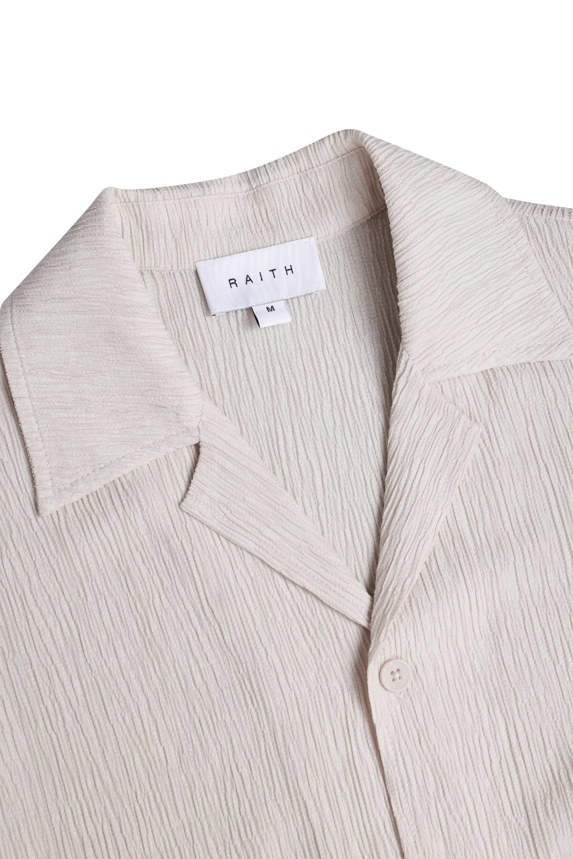 Gabriel Crinkled Tencel Short Sleeve Shirt - Beige