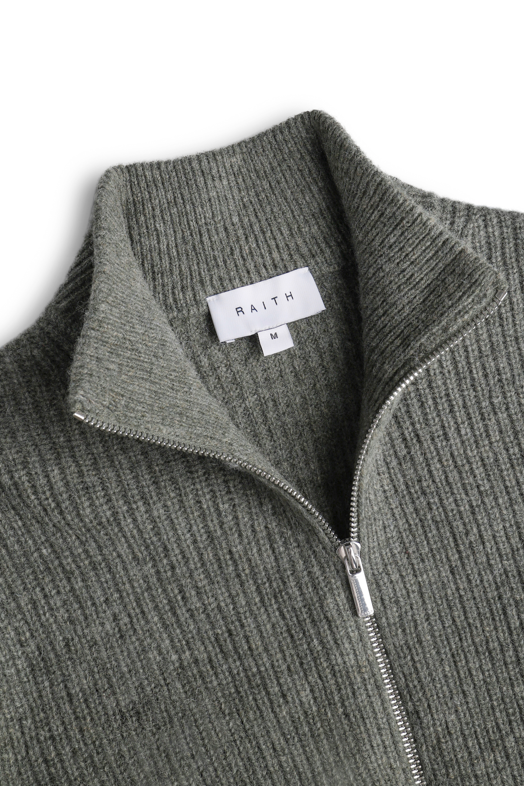 Seb Zip Thru Rib Knit Bomber - Sage Green