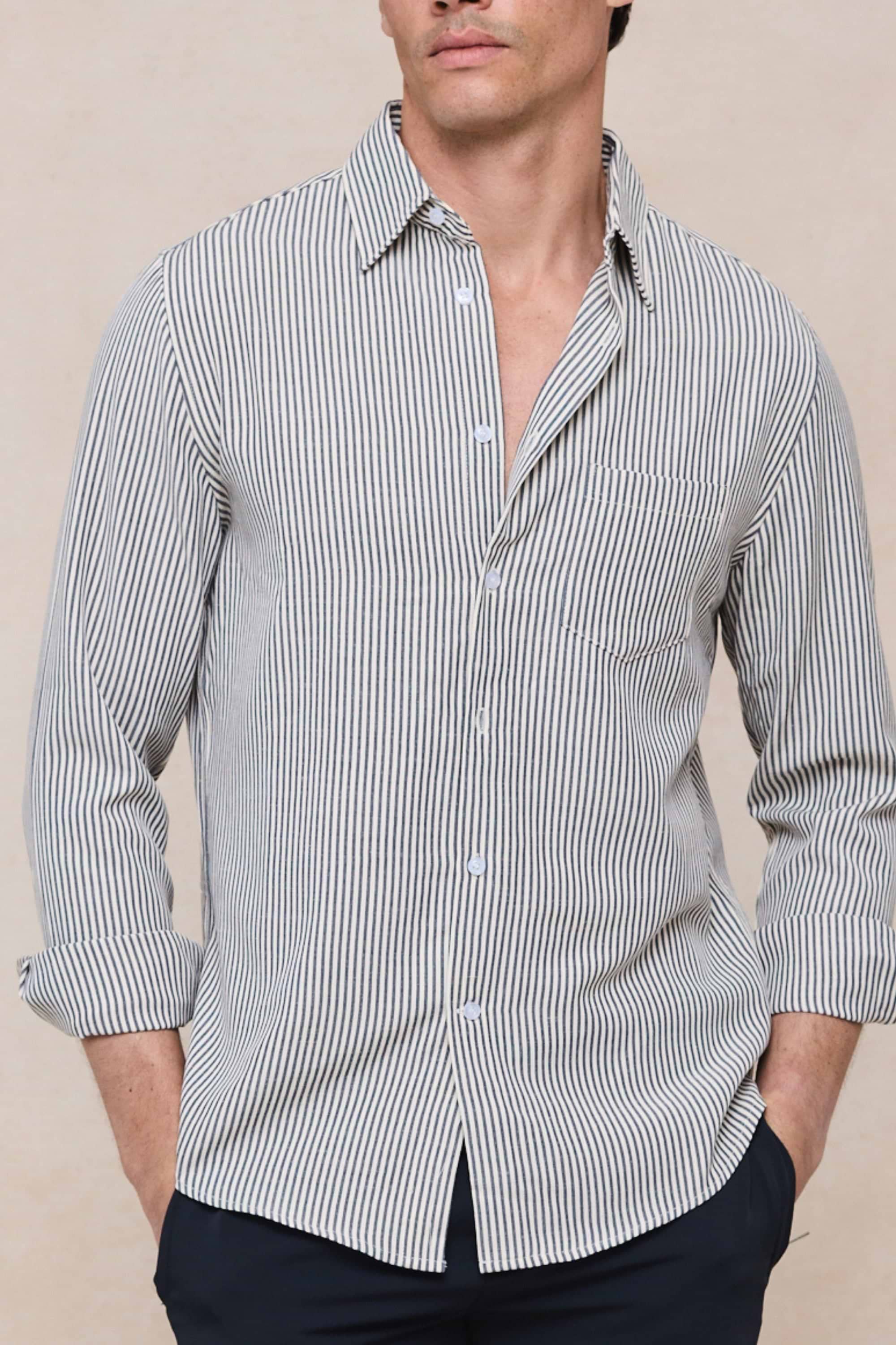 Abilo Striped Shirt - Ecru/Navy