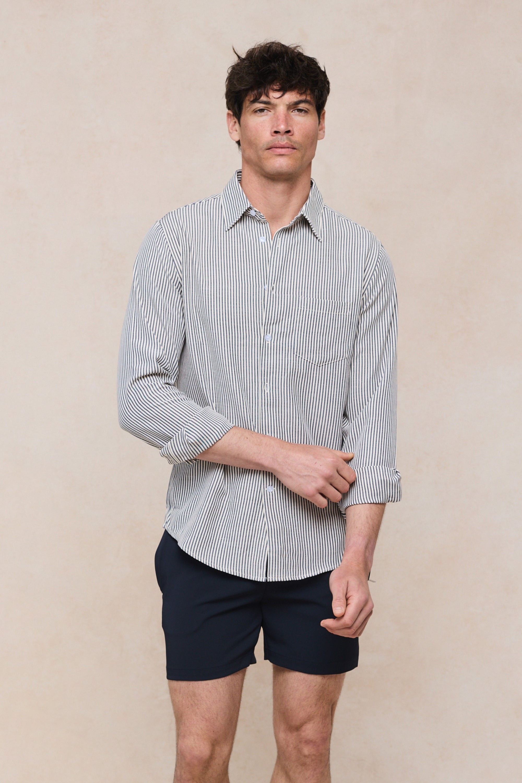 Abilo Striped Shirt - Ecru/Navy