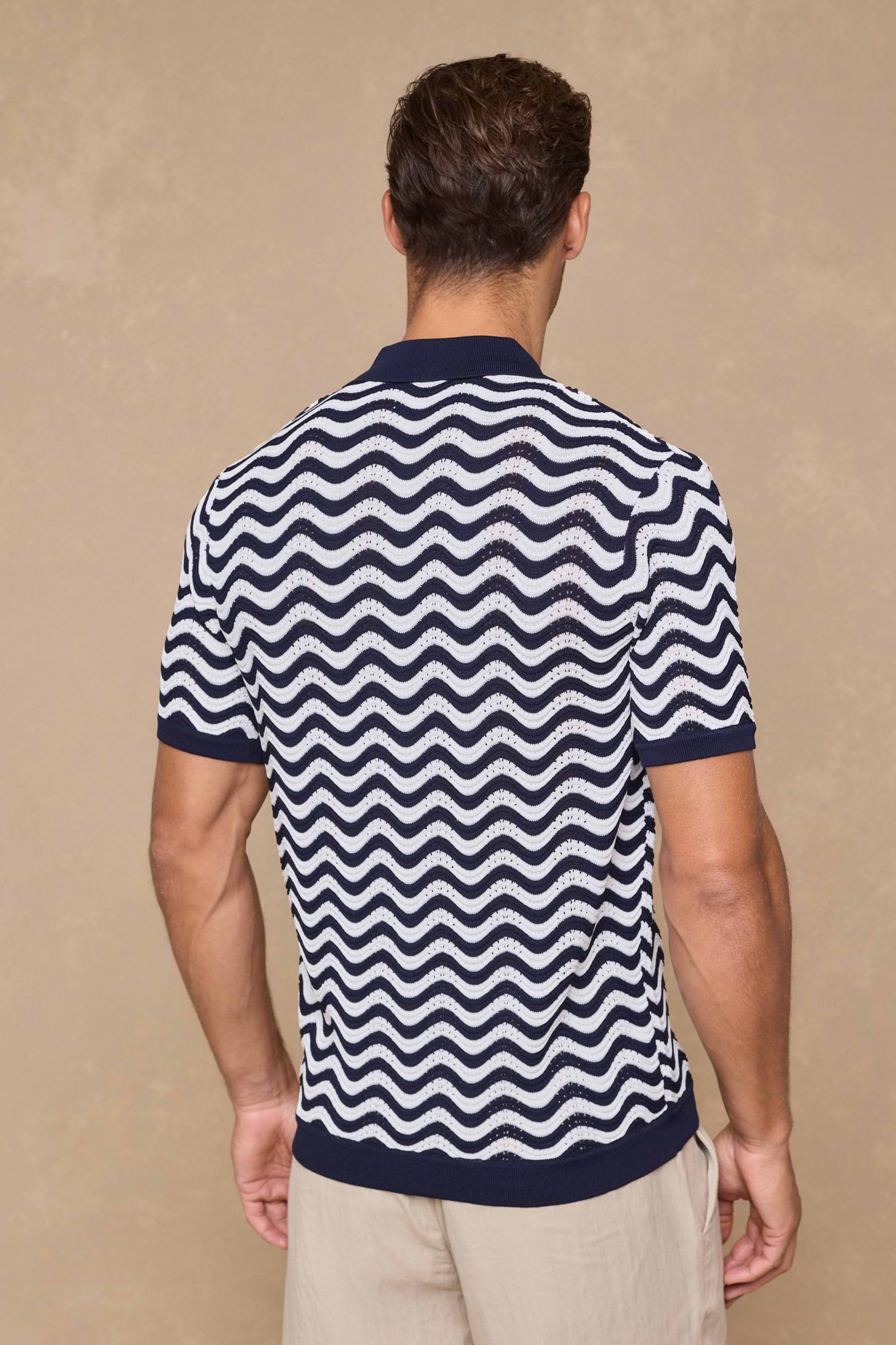 Serenita Knitted Shirt - Ecru/Navy