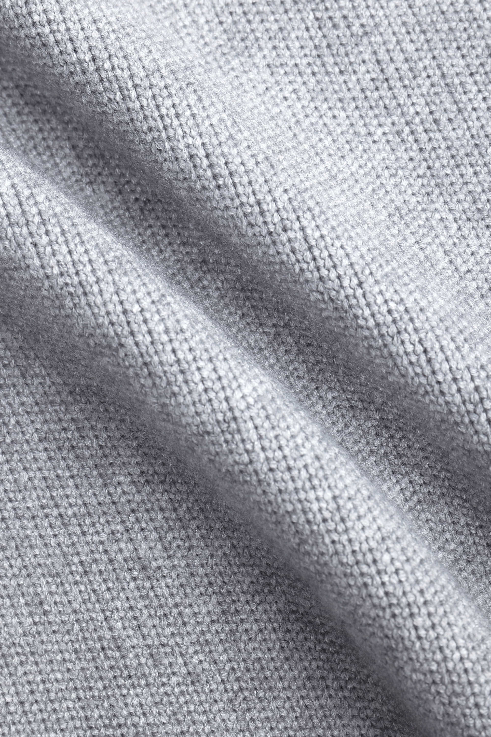 Asher Zipped Funnel Neck Knit - Light Grey Marl