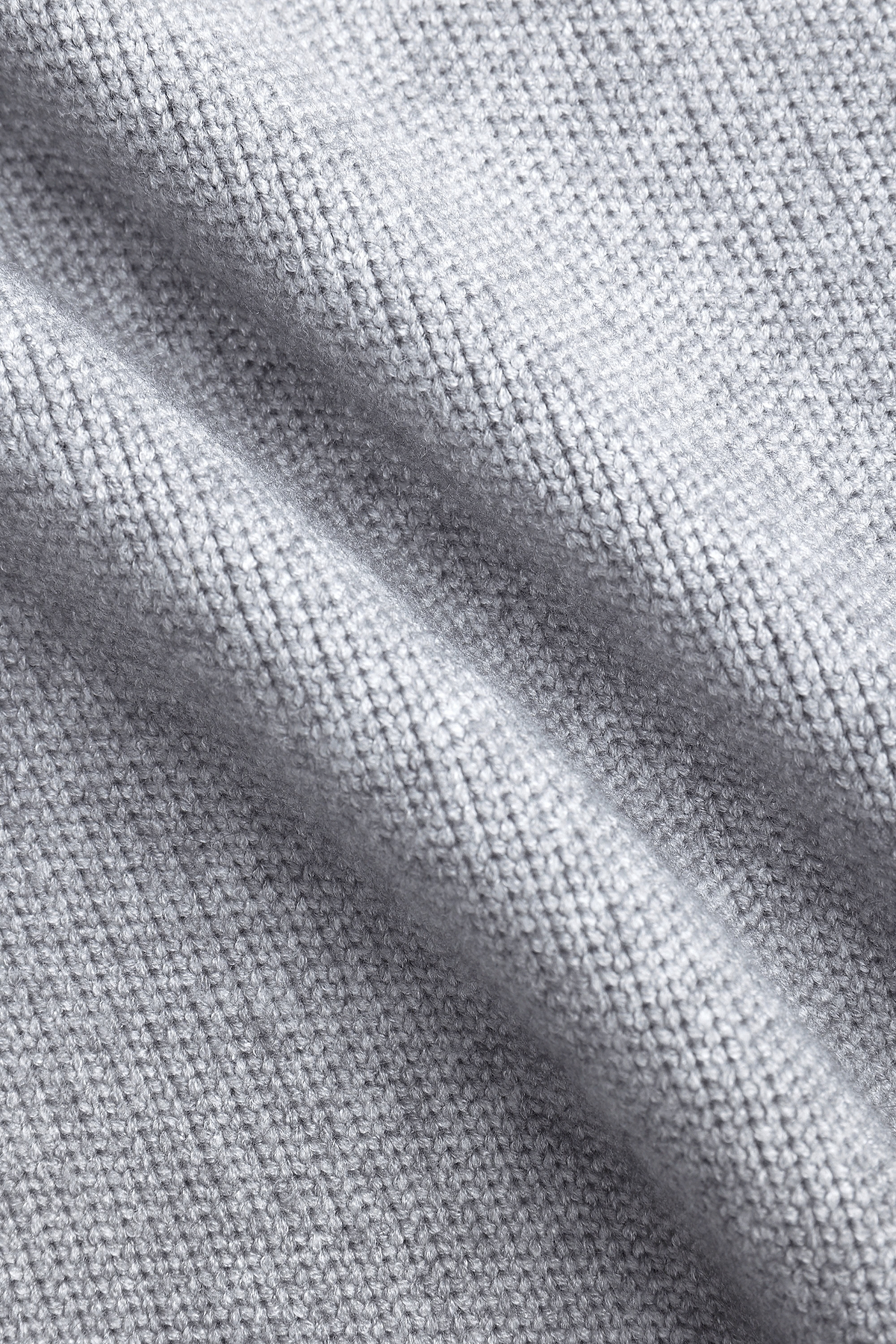 Asher Zipped Funnel Neck Knit - Light Grey Marl