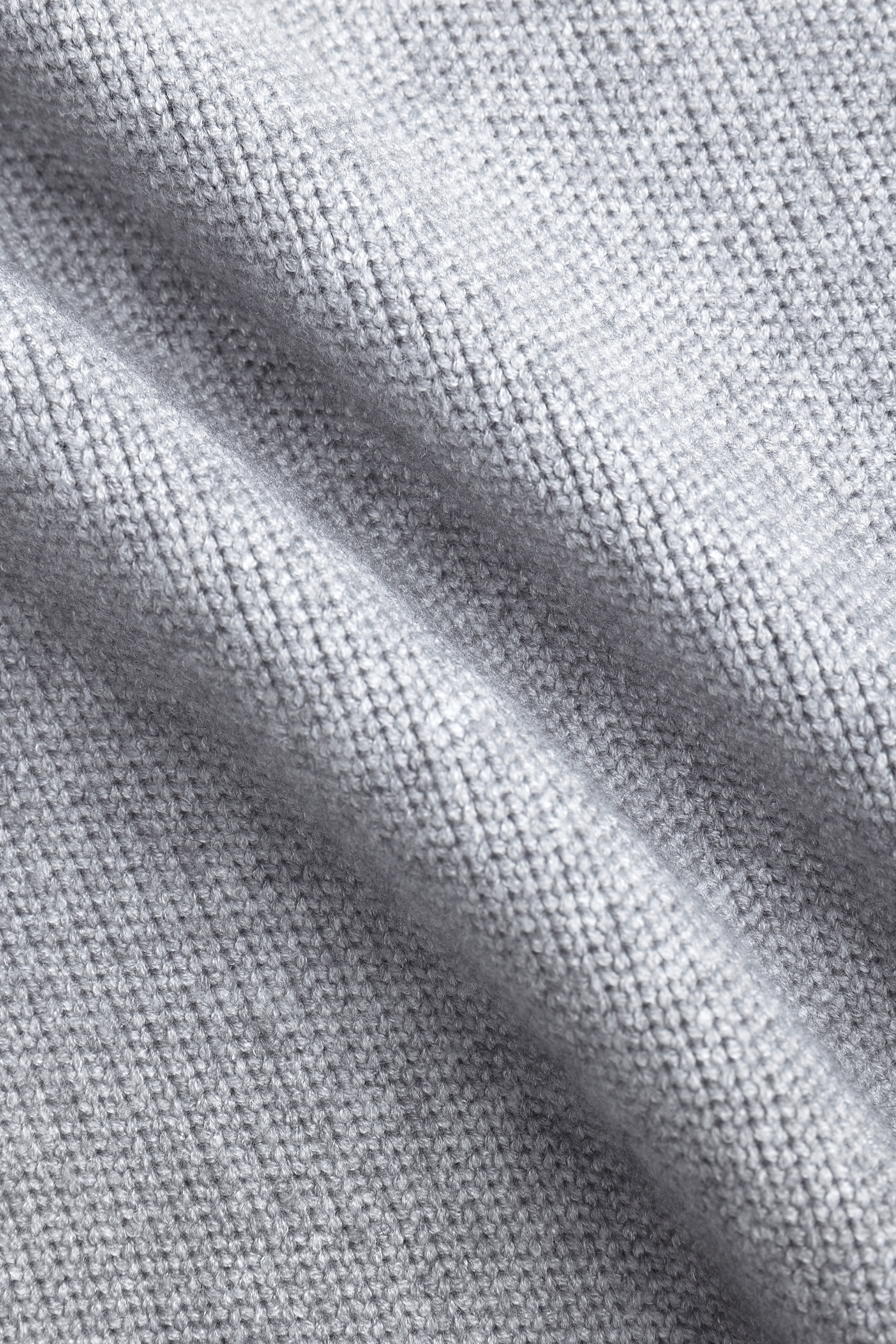 Asher Zipped Funnel Neck Knit - Light Grey Marl