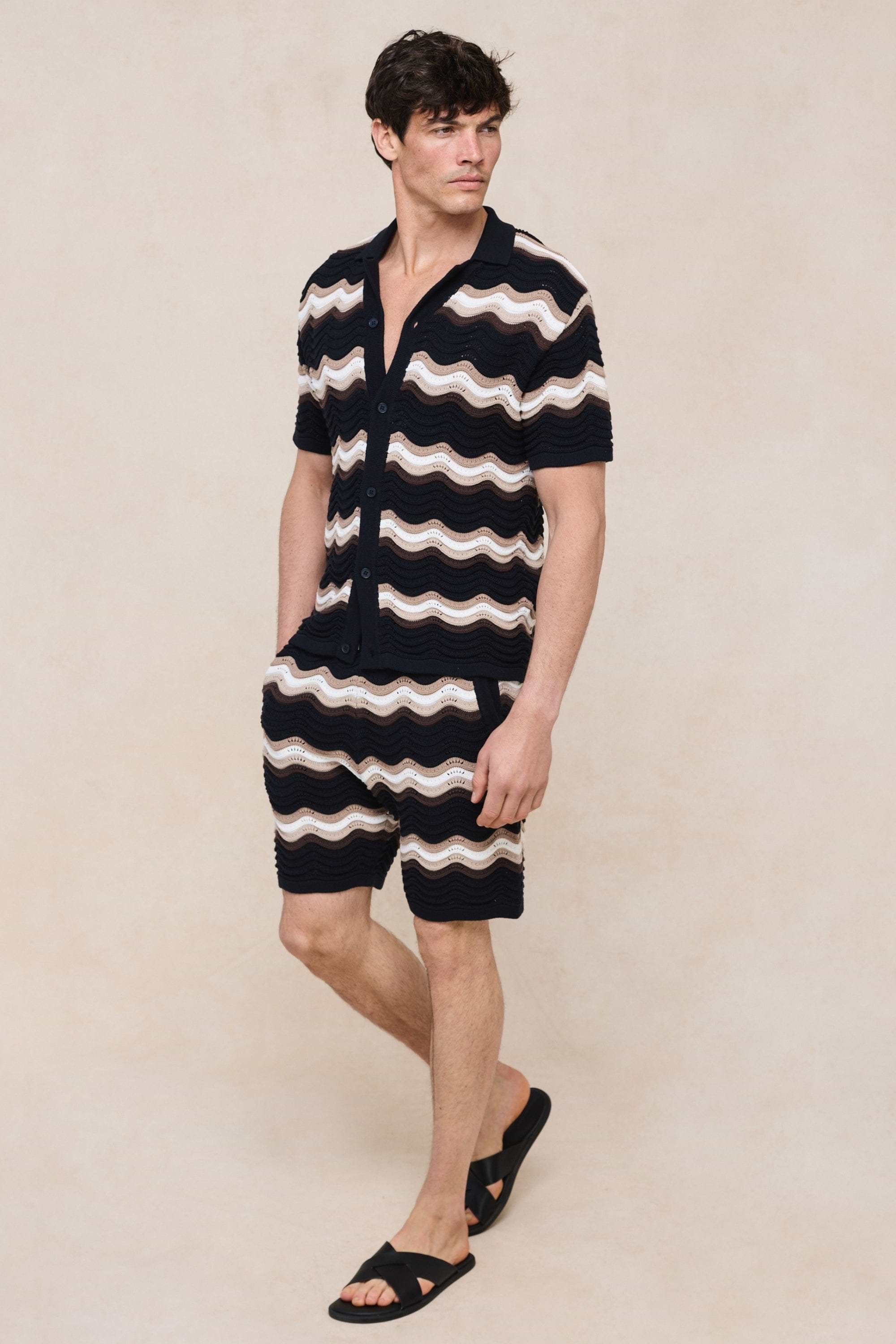 Primavera Crochet Knit Short - Black/Brown