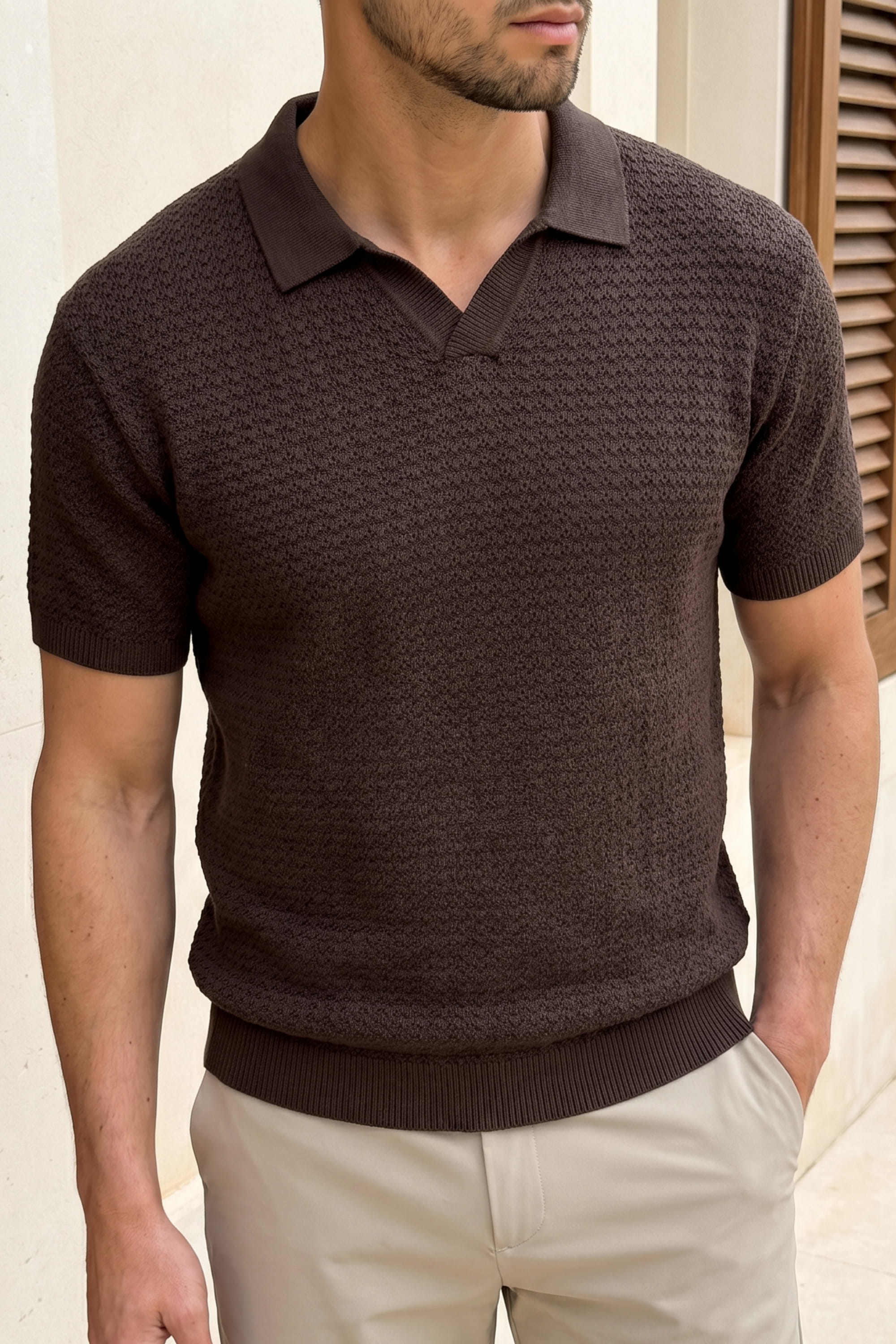 Rapha Cotton Knit Polo - Brown
